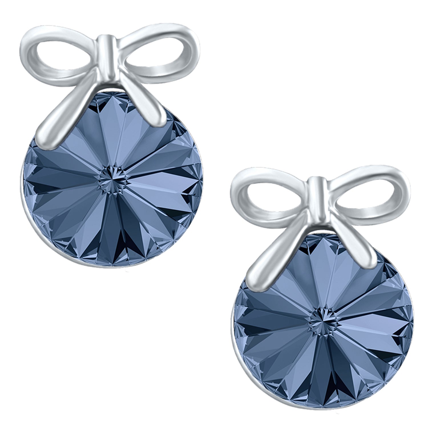 Bow Earrings with White AB Cubic Zirconias