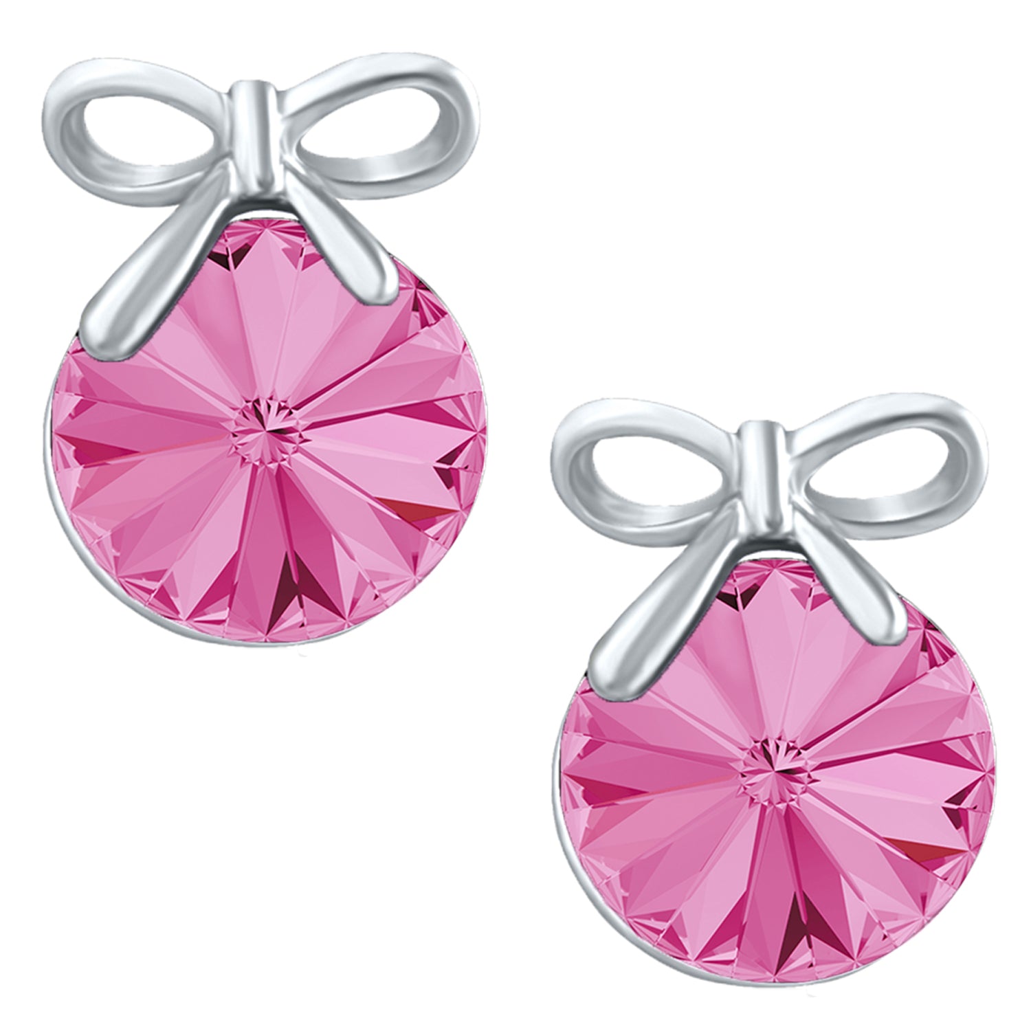 Bow Earrings with White AB Cubic Zirconias