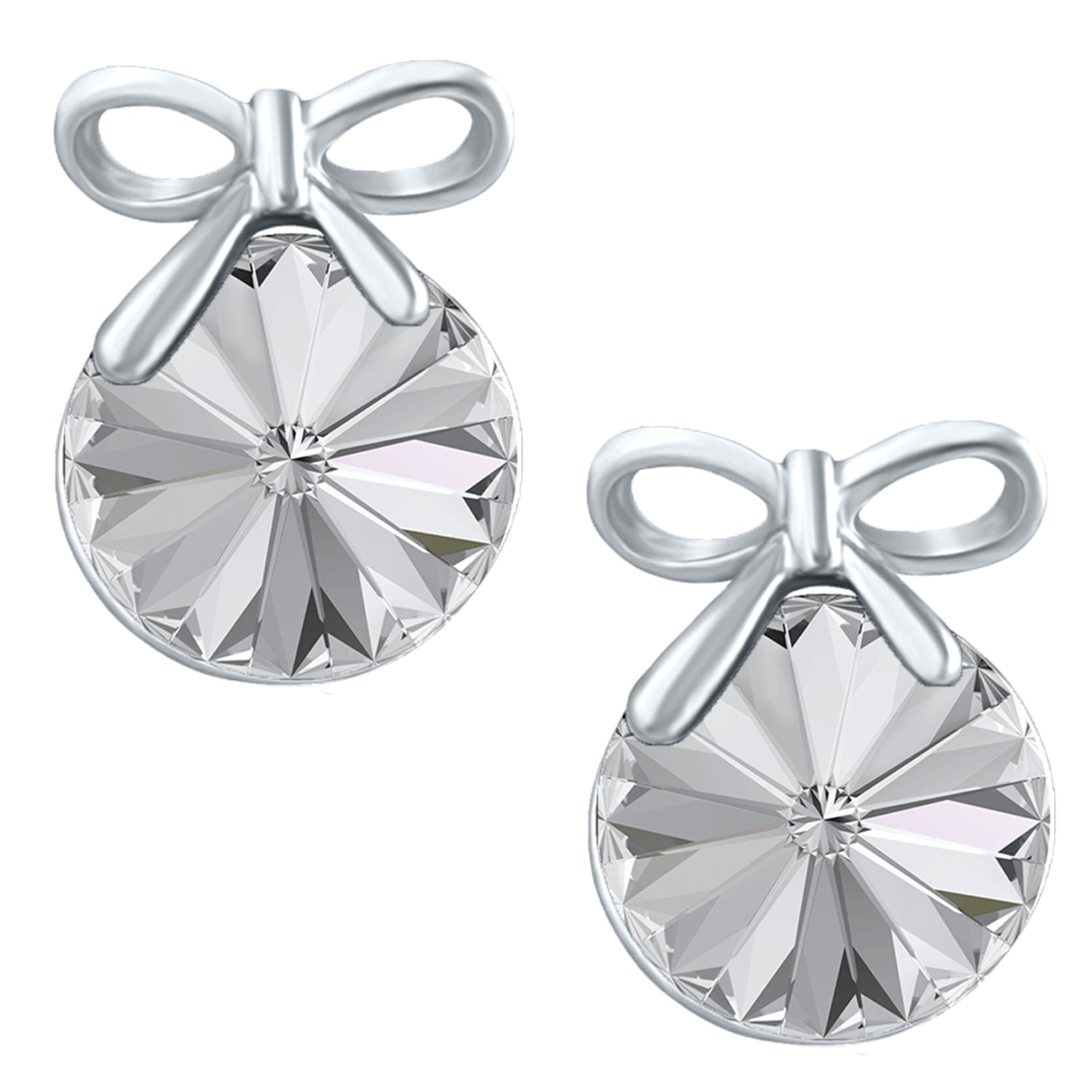 Bow Earrings with White AB Cubic Zirconias