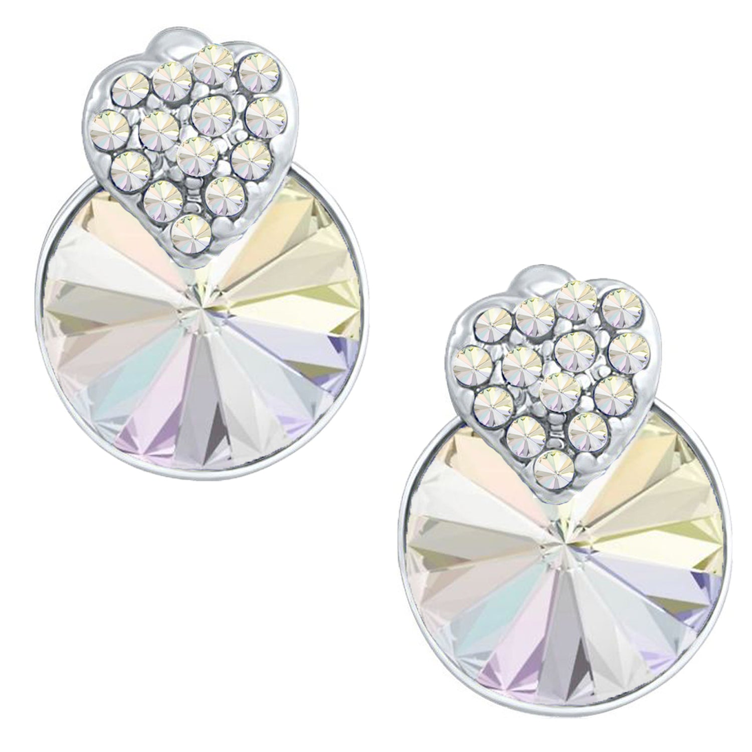 Heart Earrings Made with White AB Cubic Zirconias