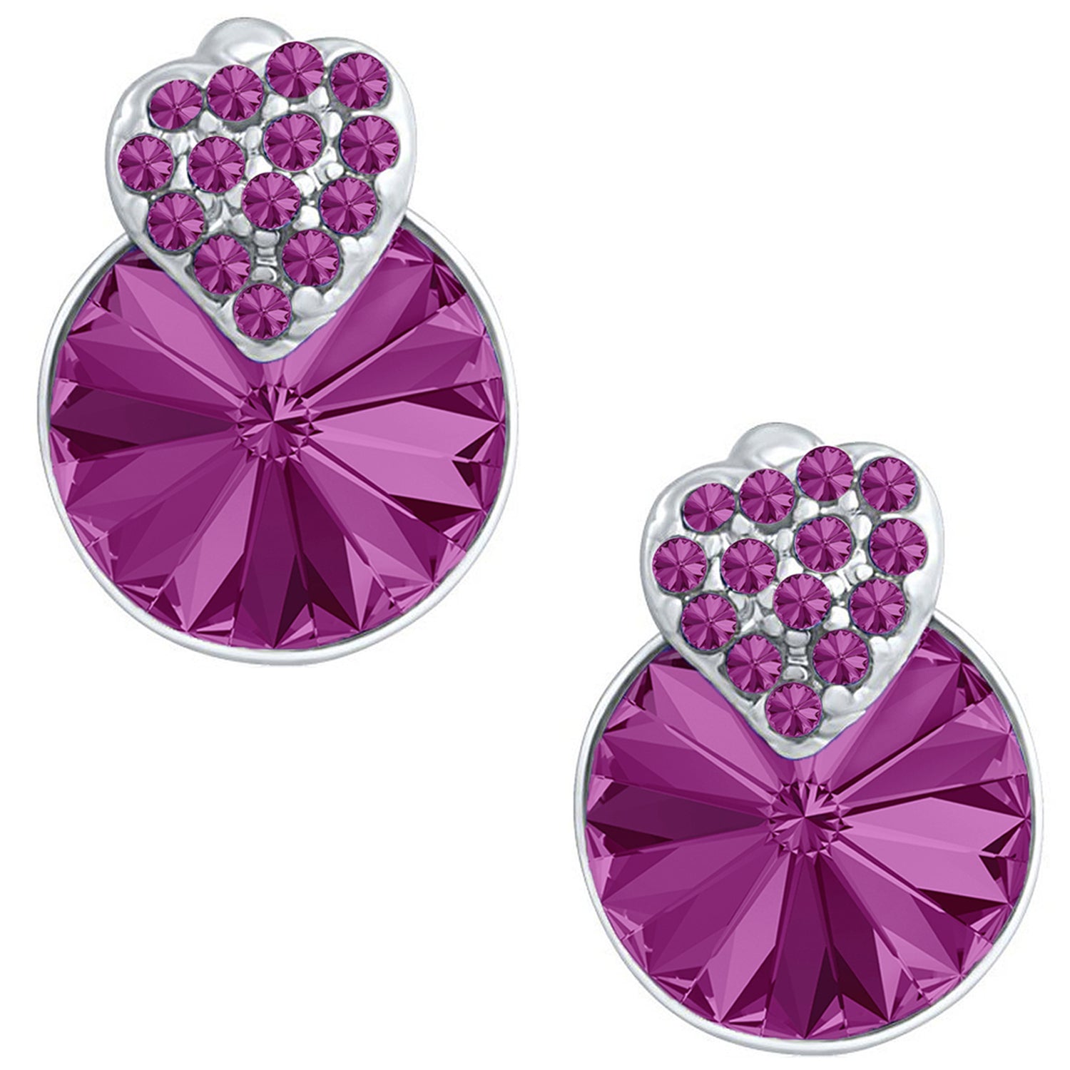 Heart Earrings Made with White AB Cubic Zirconias