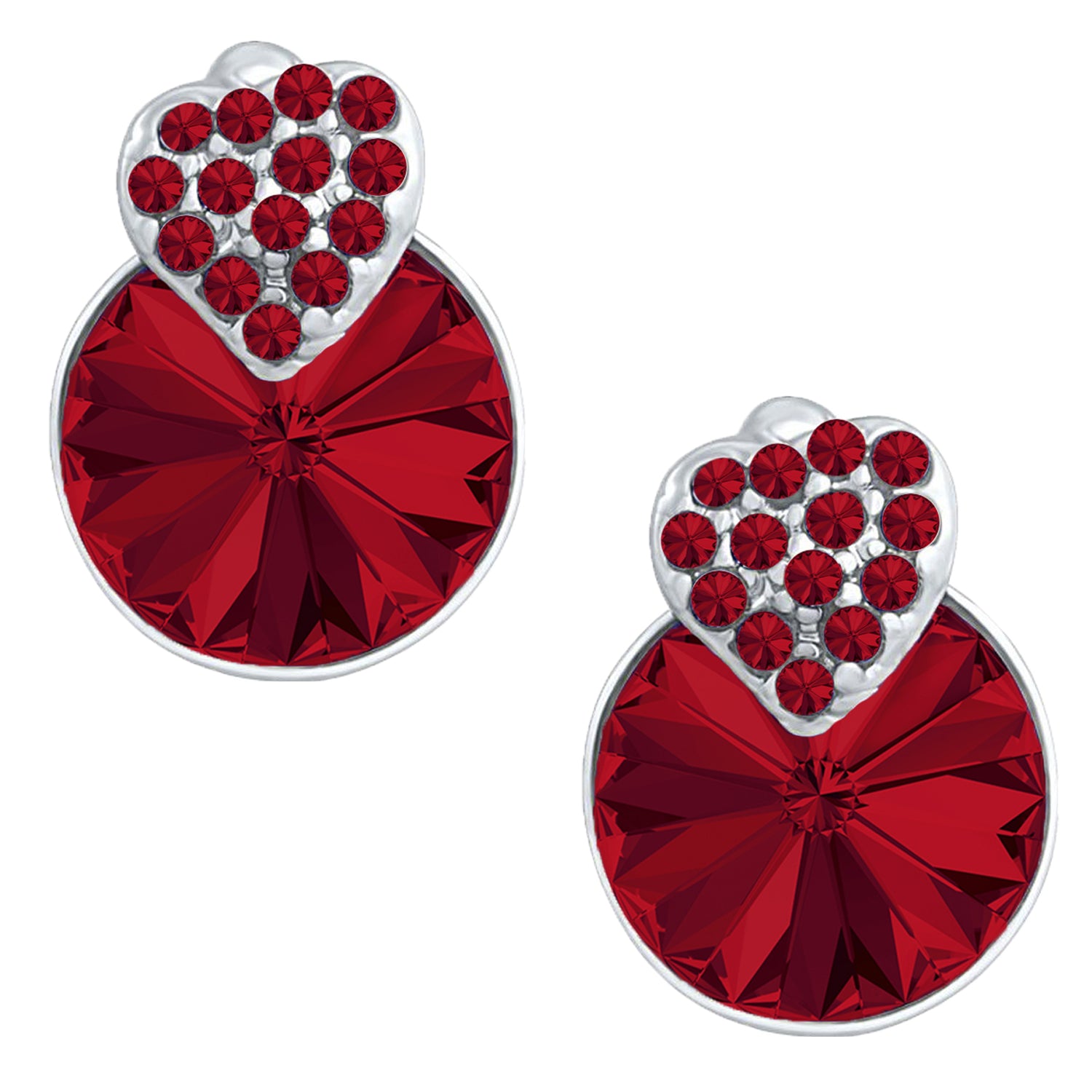 Heart Earrings Made with White AB Cubic Zirconias