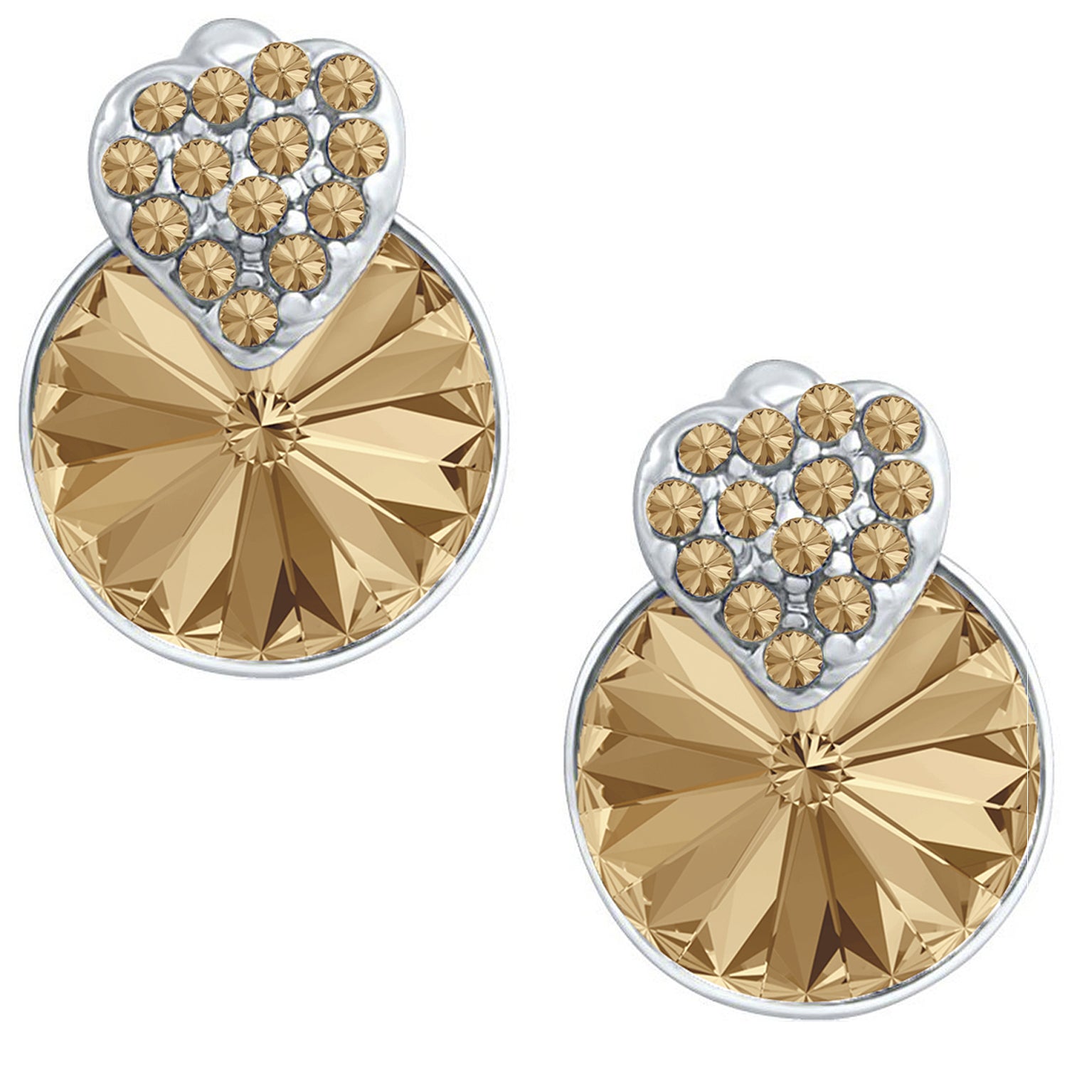 Heart Earrings Made with White AB Cubic Zirconias