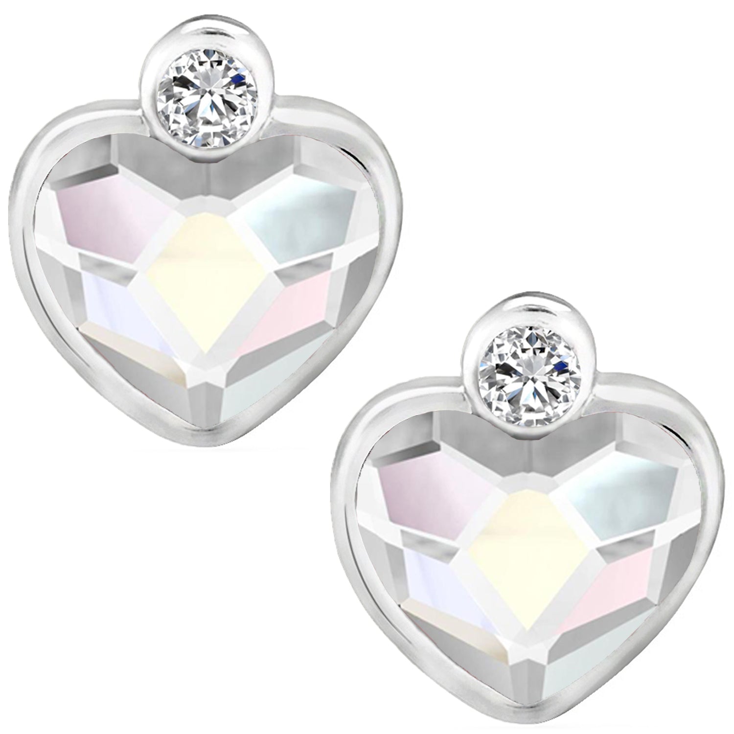 Valentine Gift Fushia Purple Heart Earrings with Cubic Zirconias