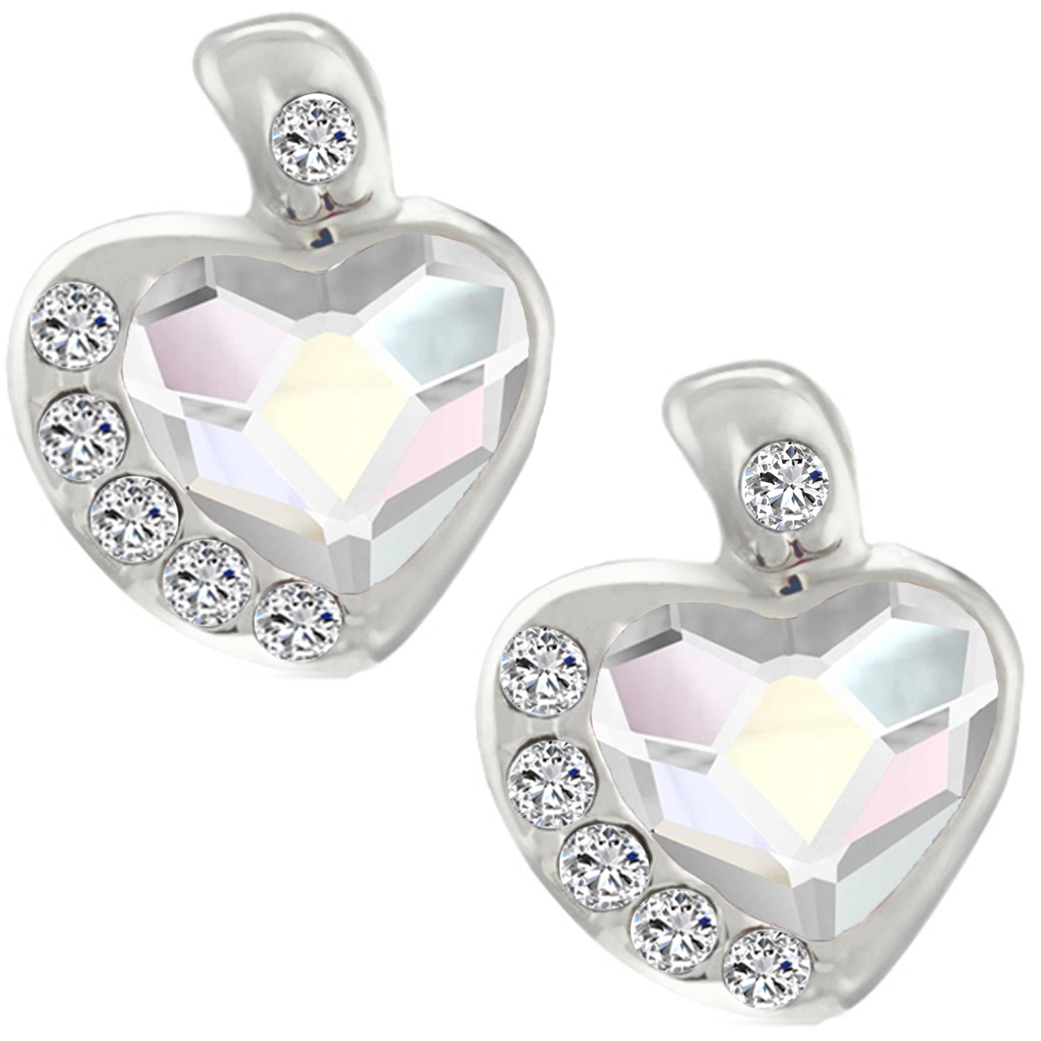 Valentine Gift Fushia Purple Heart Earrings with Cubic Zirconias