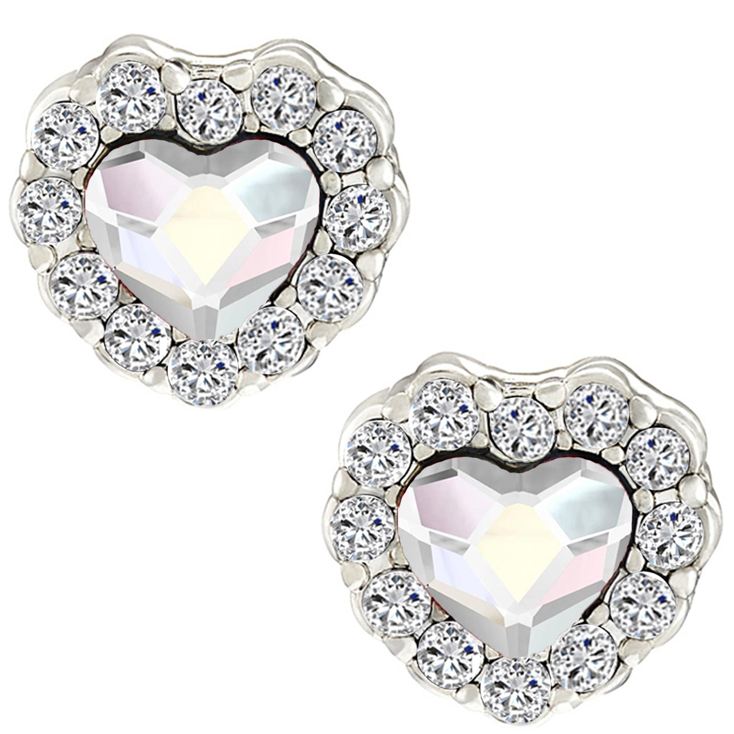 Valentine Gift Fushia Purple Heart Earrings with Cubic Zirconias