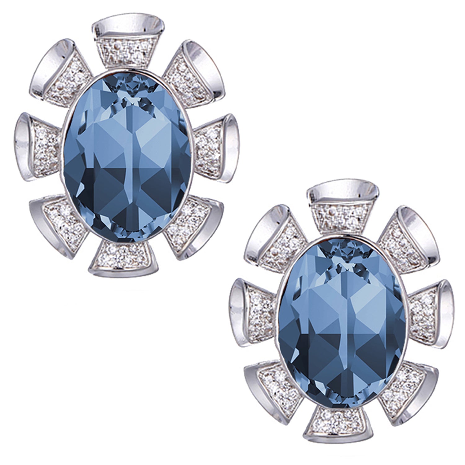 Valentine collection Montana Blue Solitaire Cubic Zirconia Earrings
