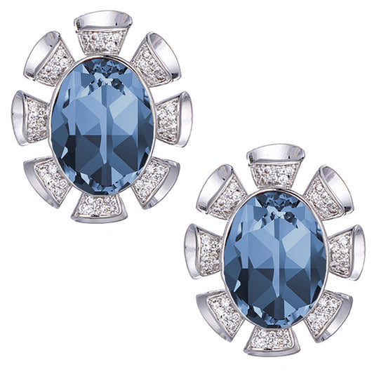 Valentine collection Montana Blue Solitaire Swarovski Crystal Earrings