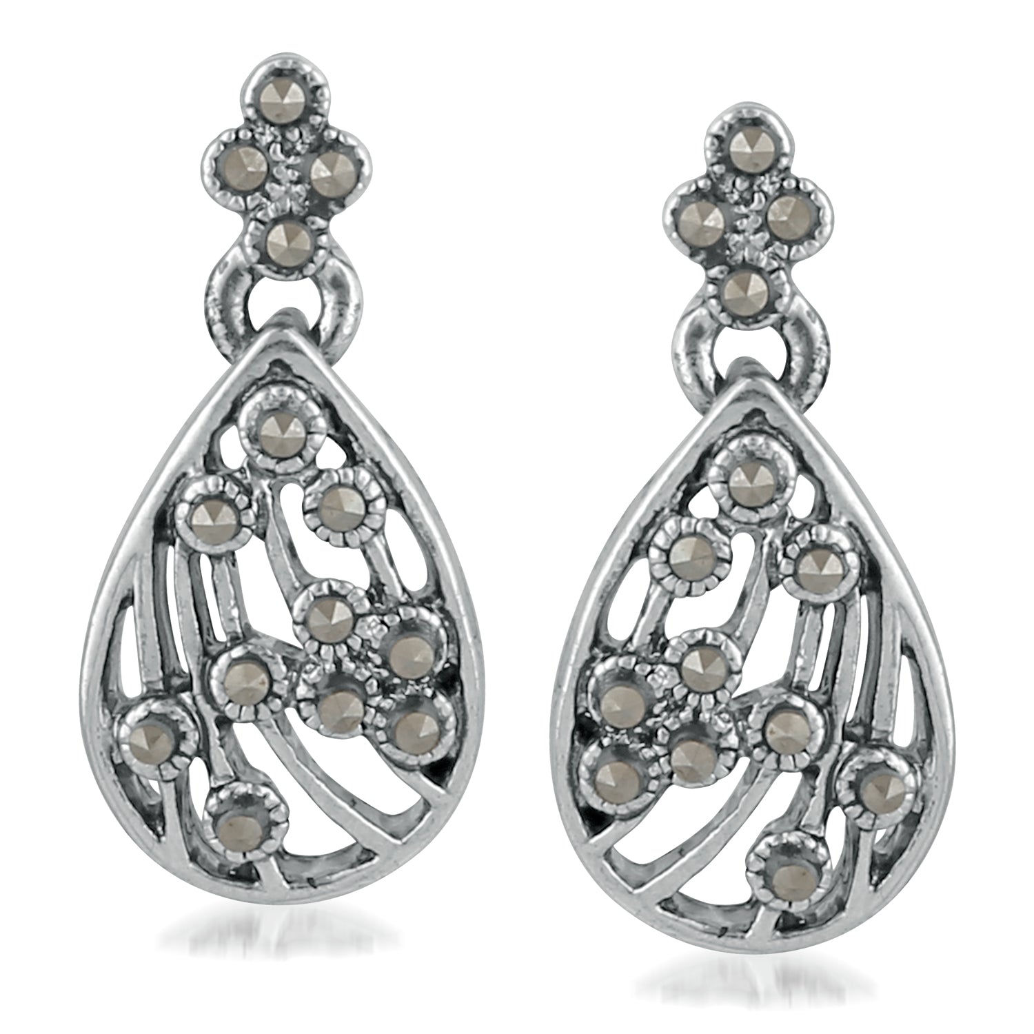 Pear shaped Designer Swarovski Marcasite Dangler Earrings