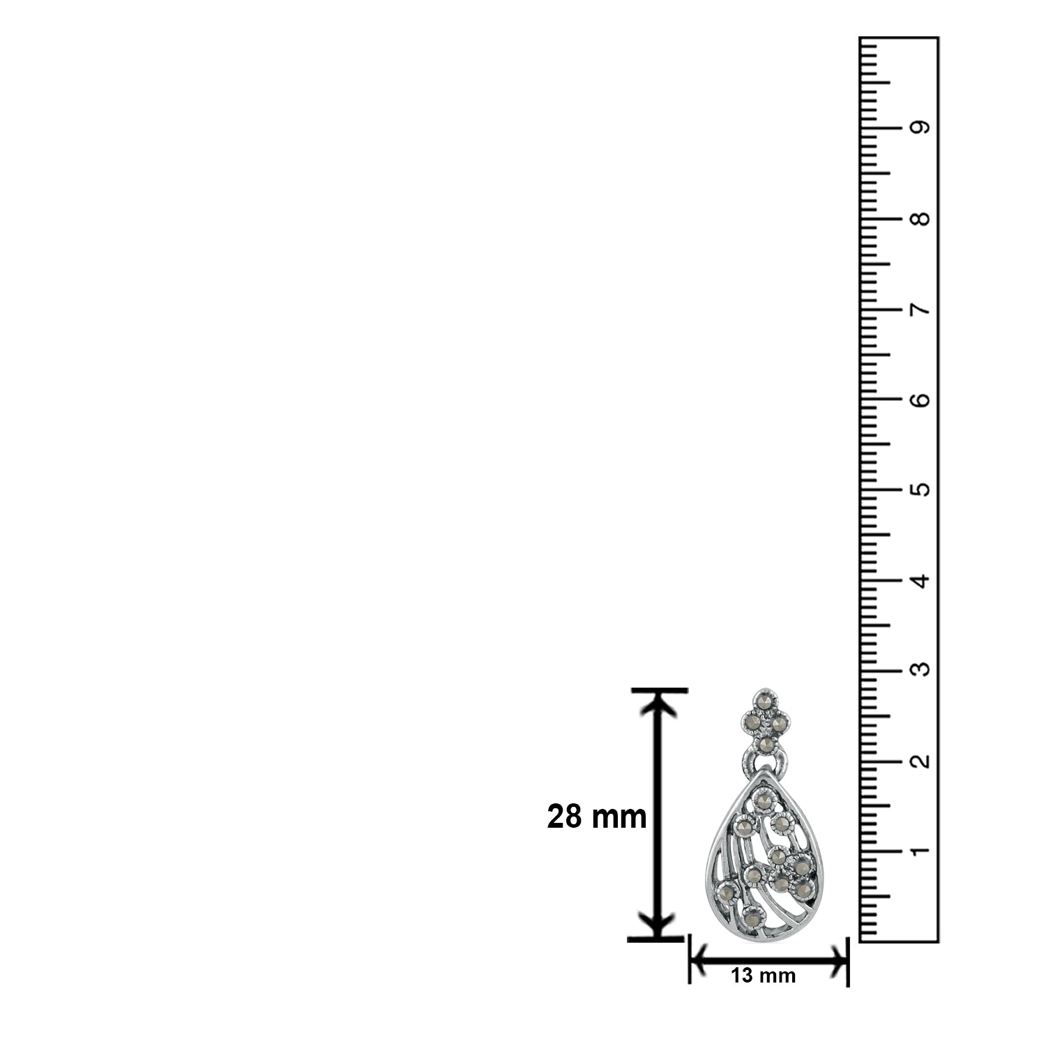 Pear shaped Designer Swarovski Marcasite Dangler Earrings