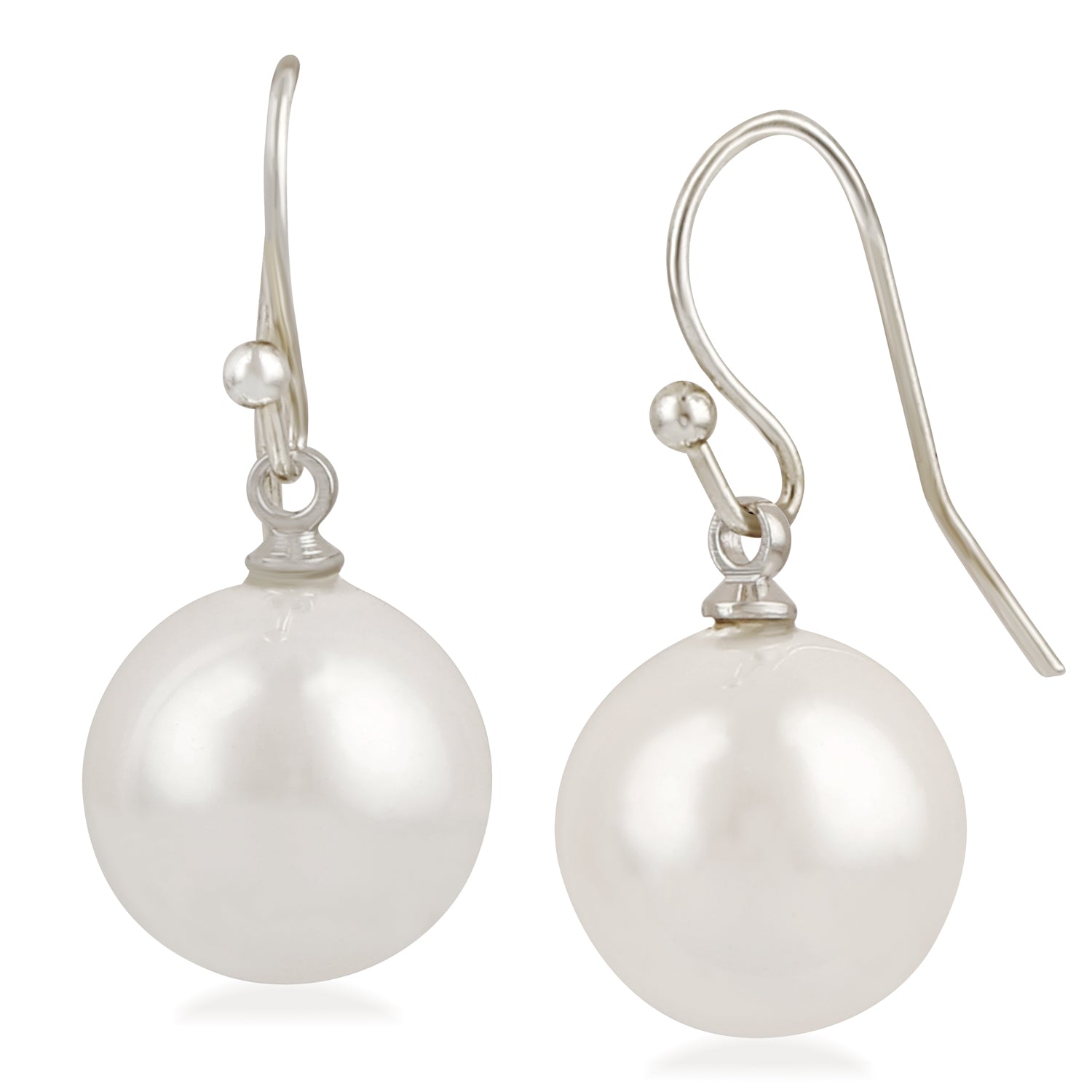 Elegant Round Artificial Pearl Fish Hook Earrings