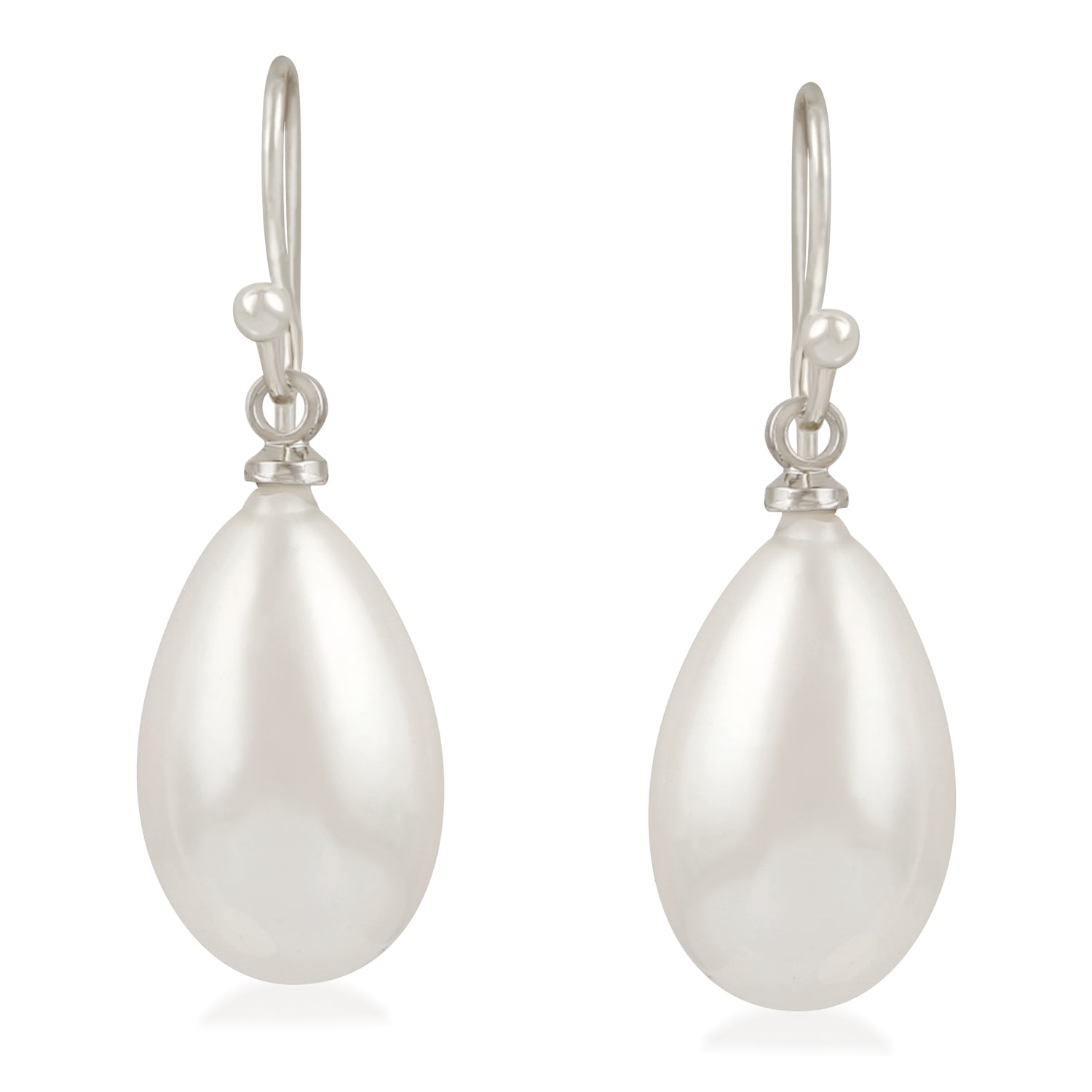 Elegant Round Artificial Pearl Fish Hook Earrings