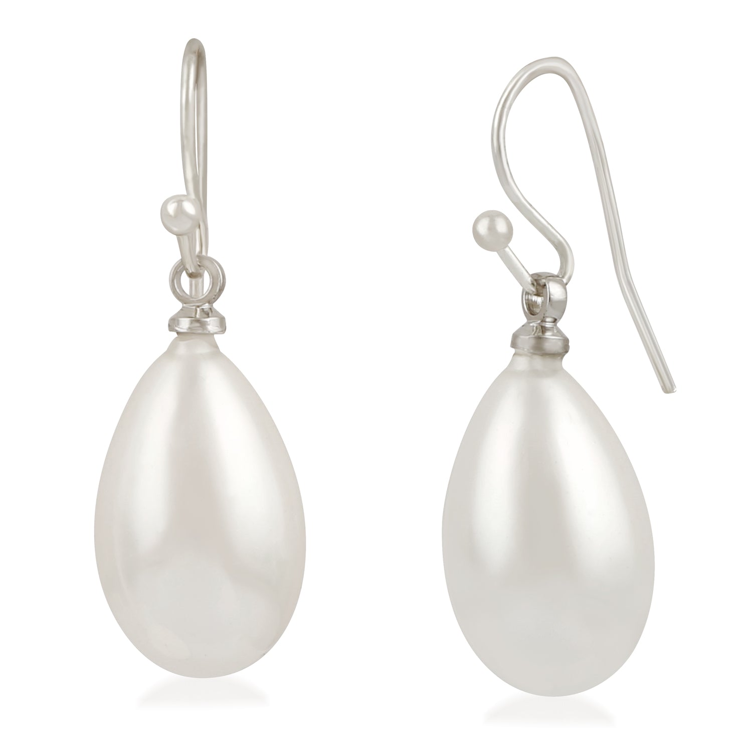 Elegant Round Artificial Pearl Fish Hook Earrings