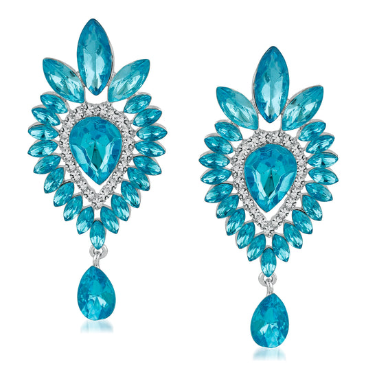 Traditional Blue Crystal Dangler Earrings