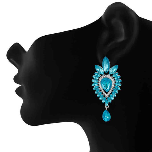 Traditional Blue Crystal Dangler Earrings