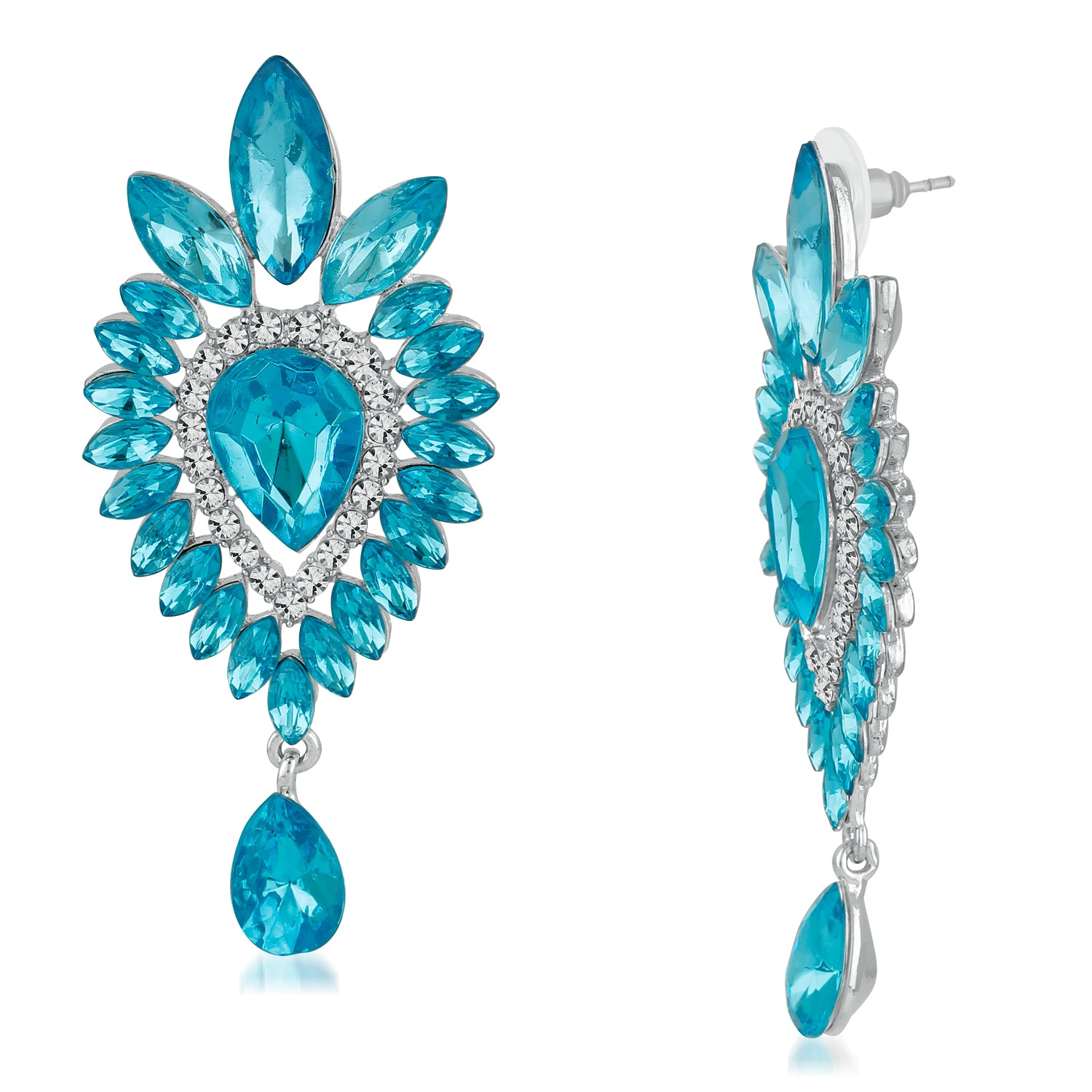 Traditional Blue Crystal Dangler Earrings