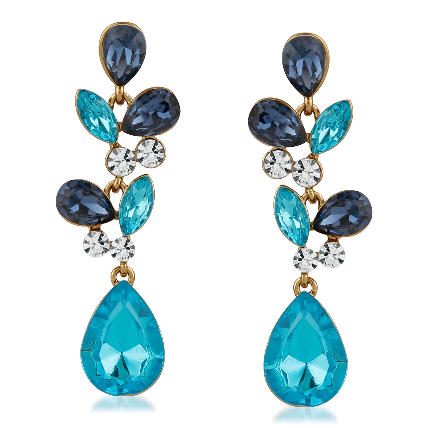 Teardrop shaped multicolour crystals Dangler Earrings