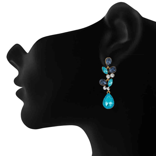 Teardrop shaped multicolour crystals Dangler Earrings