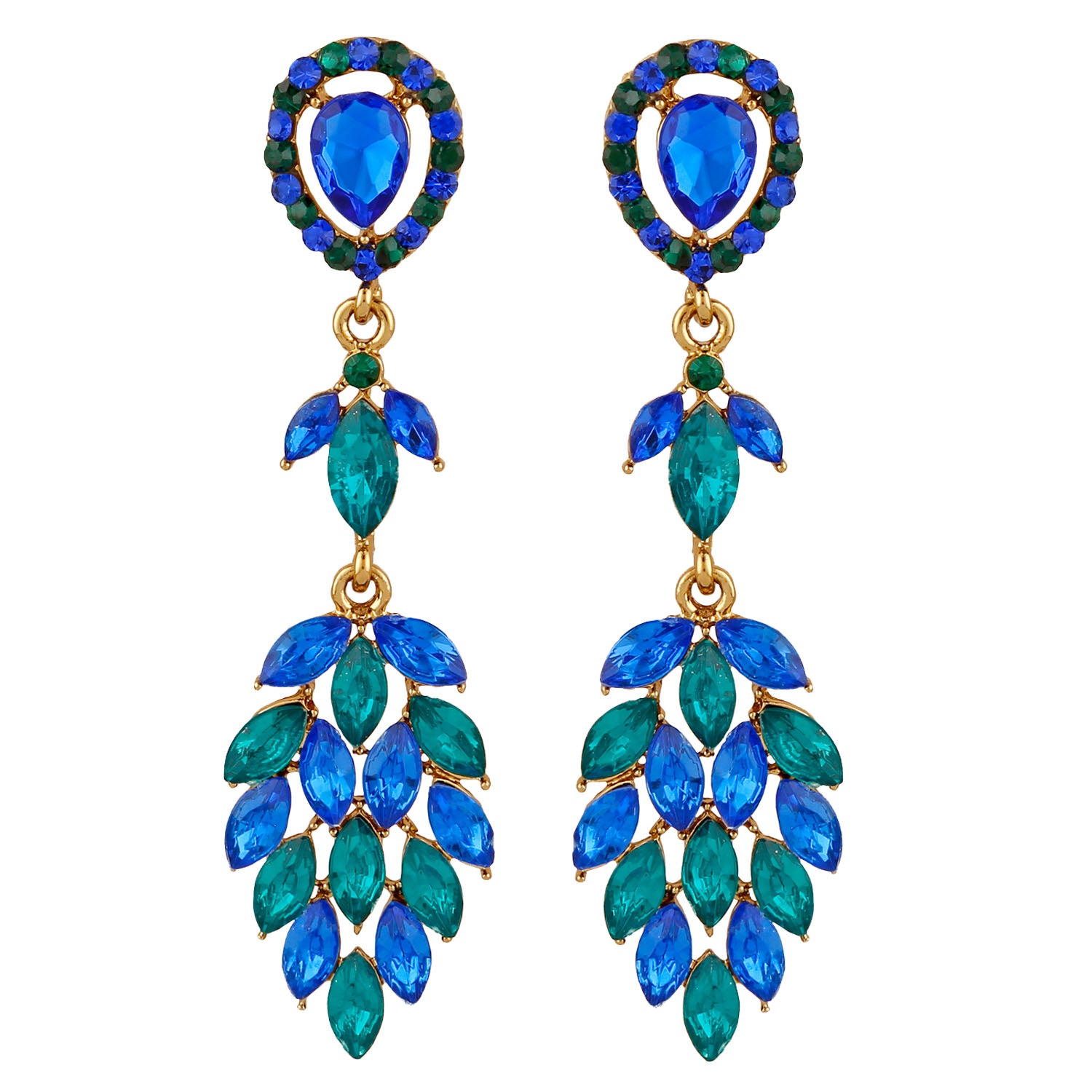 Marquise shaped multicolour Crystals Dangler Earrings