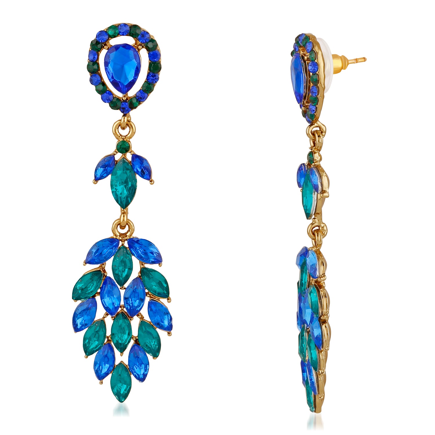 Marquise shaped multicolour Crystals Dangler Earrings