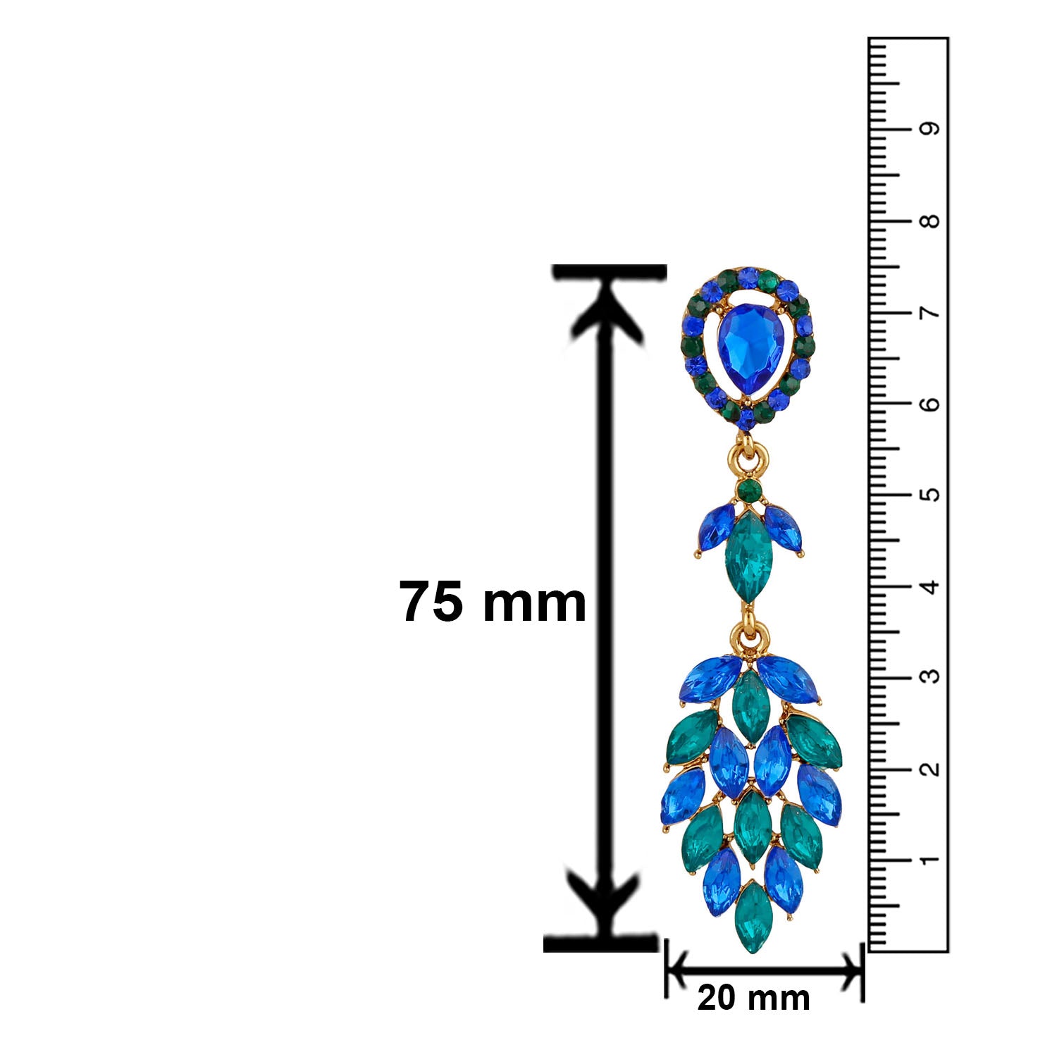 Marquise shaped multicolour Crystals Dangler Earrings