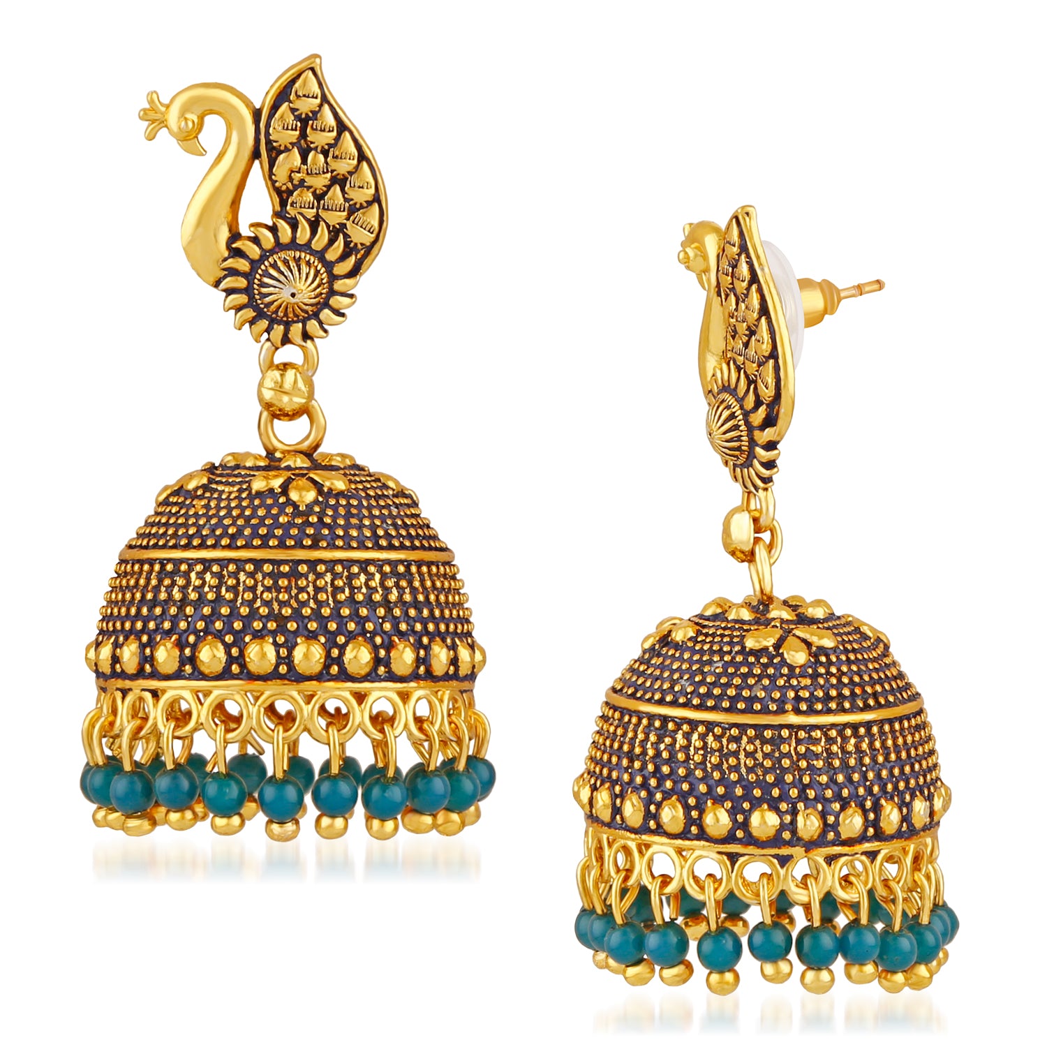 Peacock shaped jhumka styled Earrings