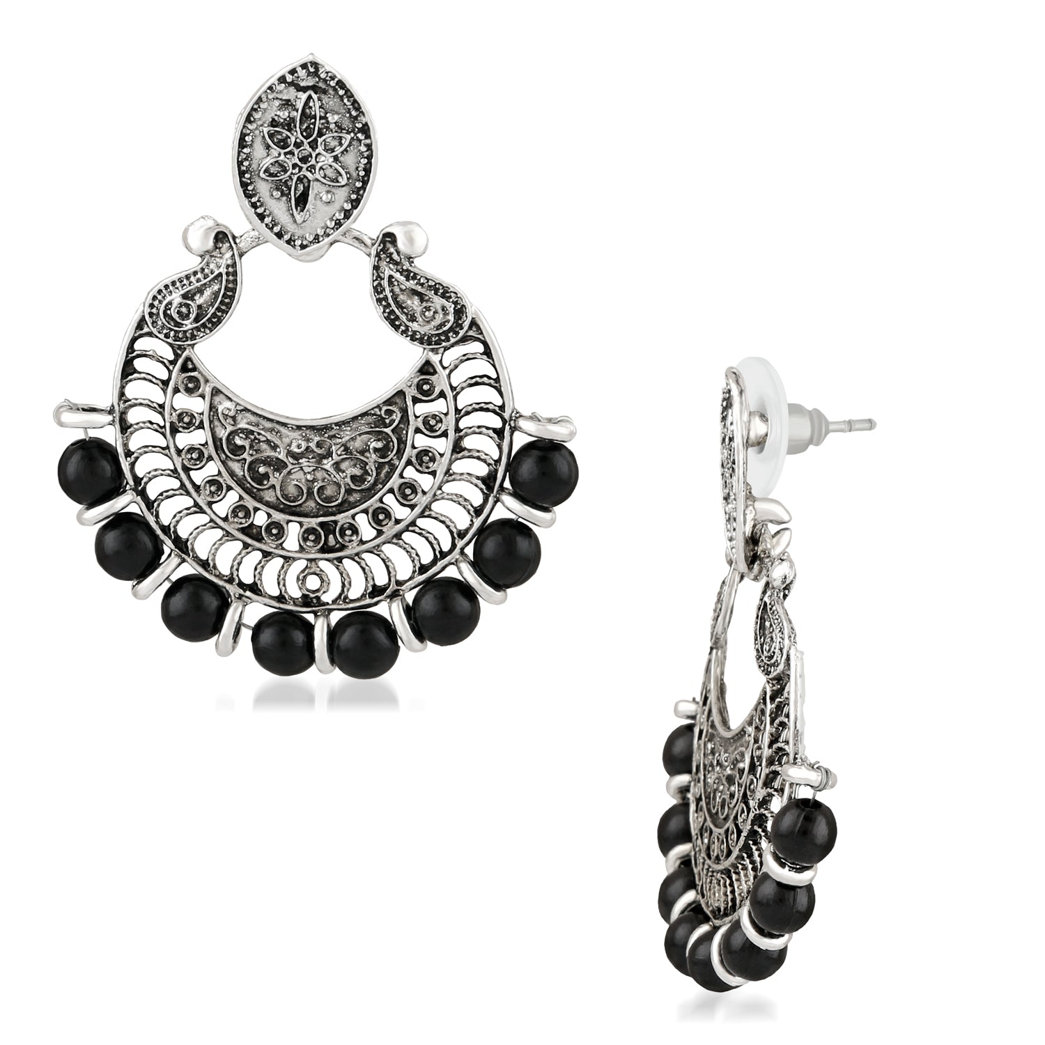 Alluring Bali styled Earrings with black beads