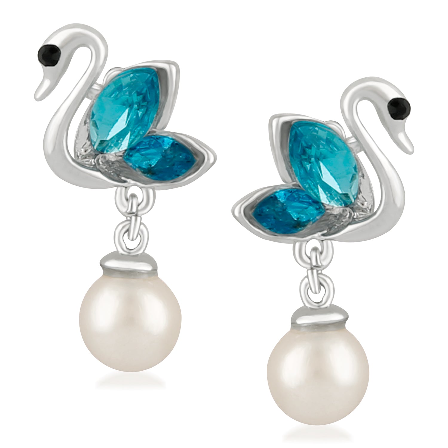Exquisite Blue Crystal Duck Earrings