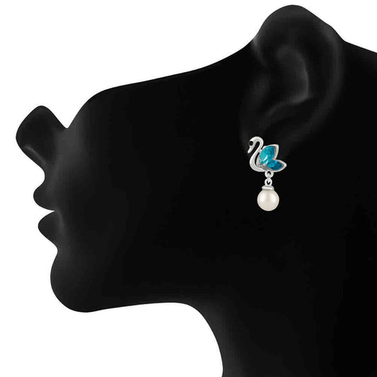 Exquisite Blue Crystal Duck Earrings