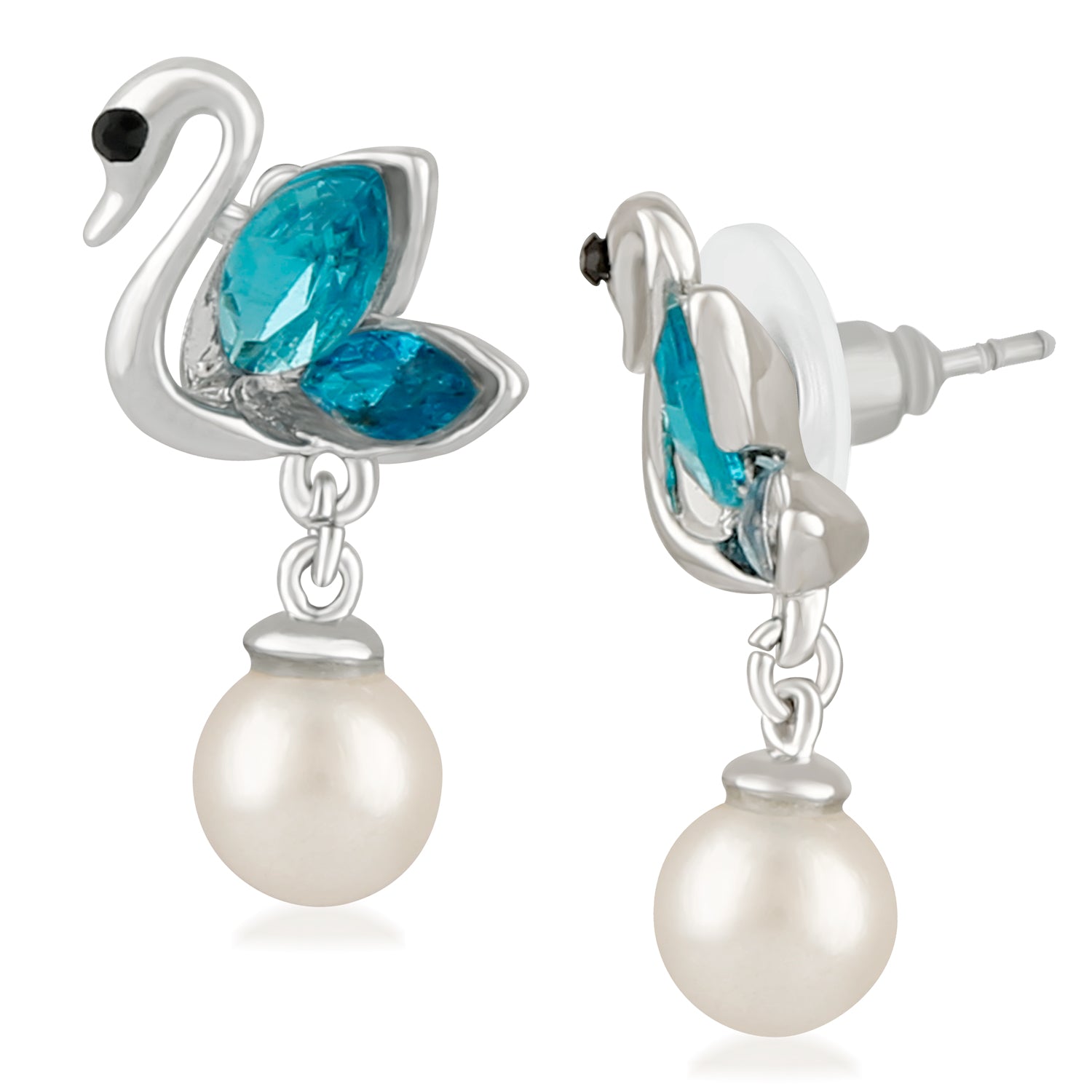 Exquisite Blue Crystal Duck Earrings