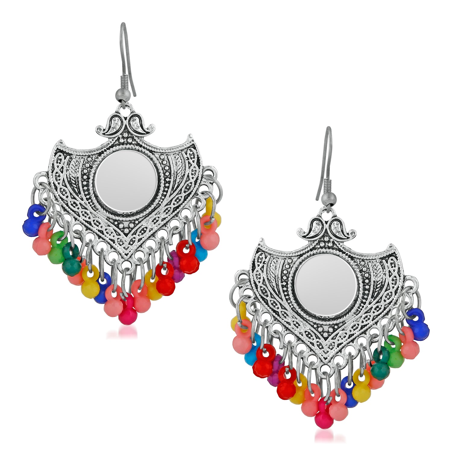 Oxidised Silver Designer Antique Earrings