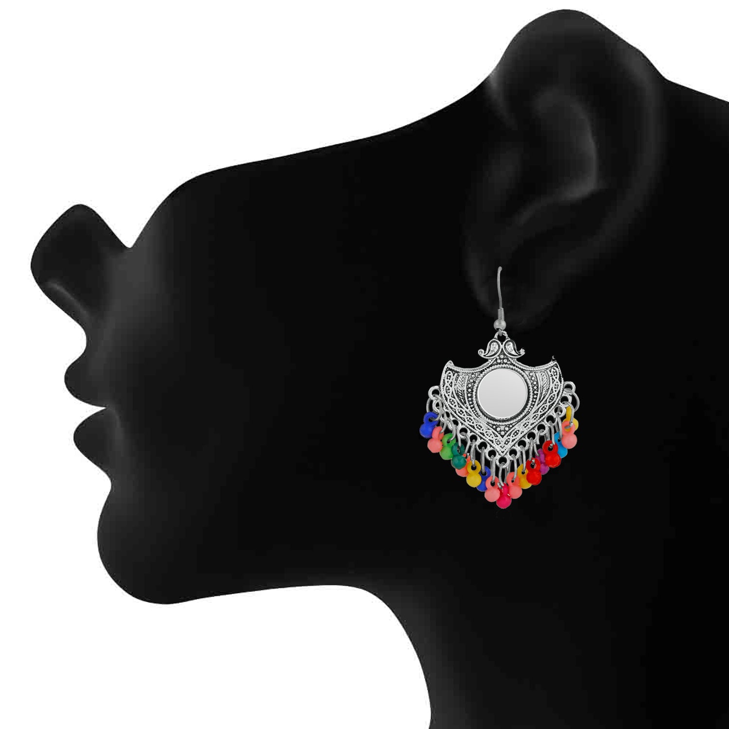 Oxidised Silver Designer Antique Earrings