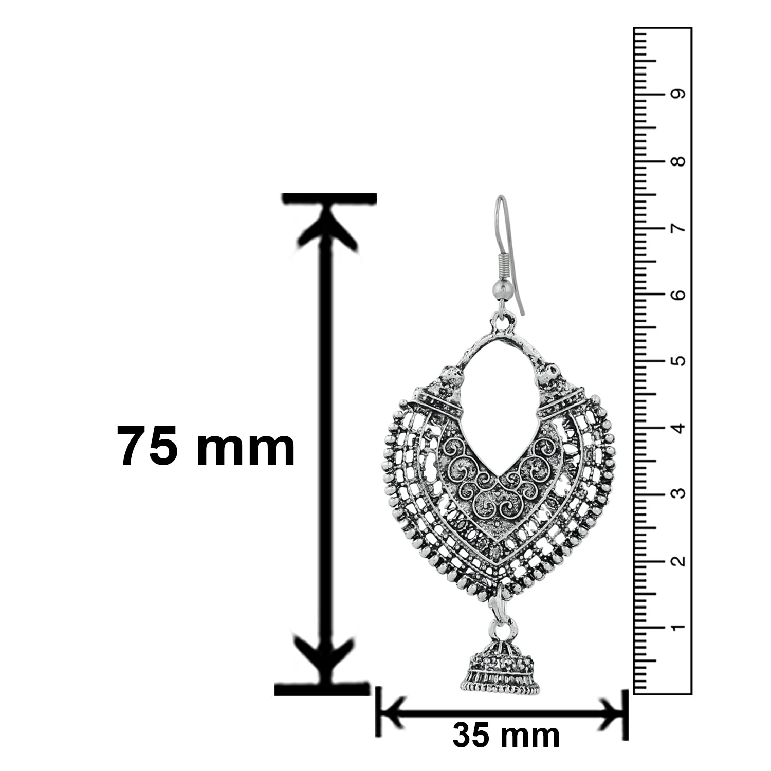 Oxidised Silver Traditional Antique Dangler Earrings