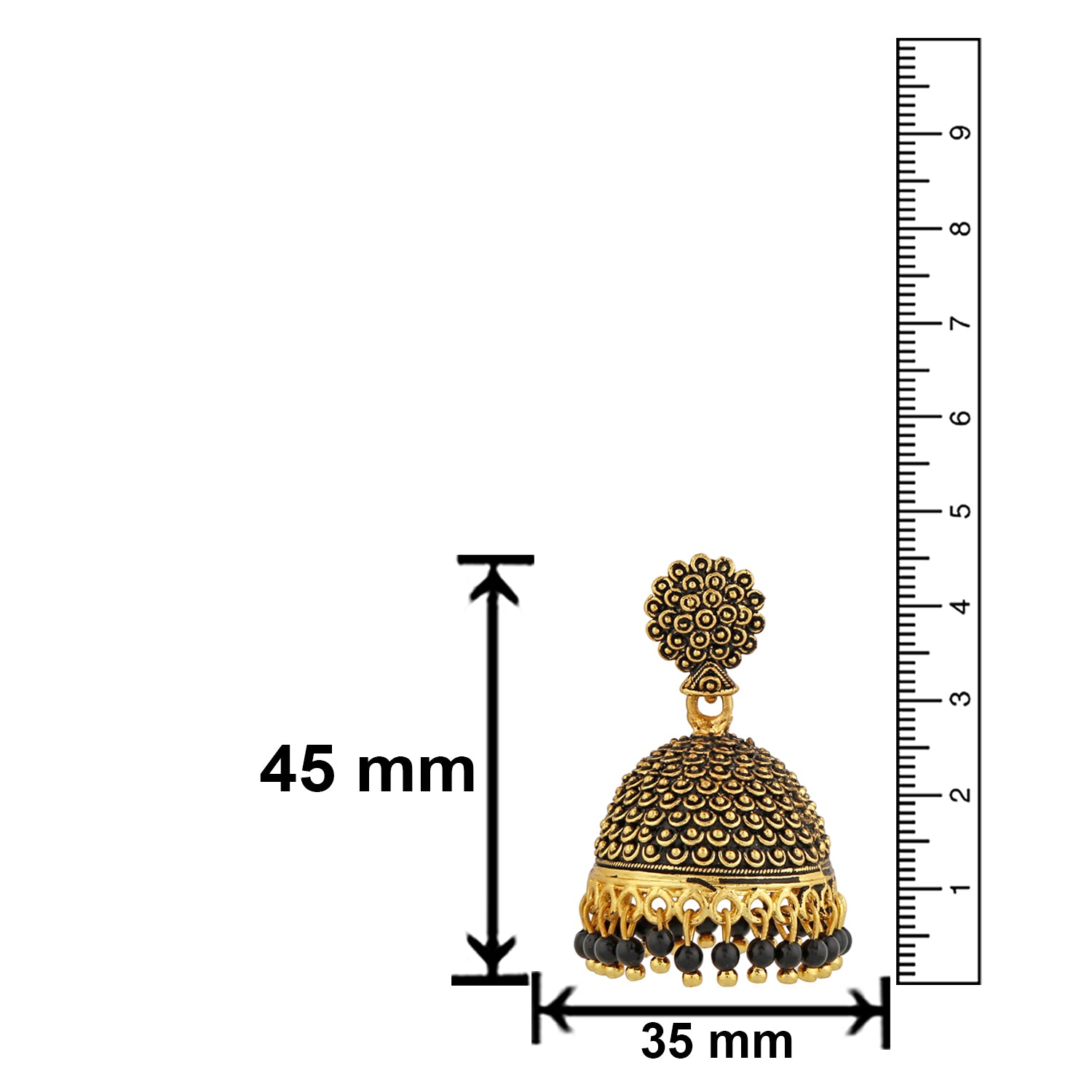 Classic Meenakari work red beads jhumka earrings