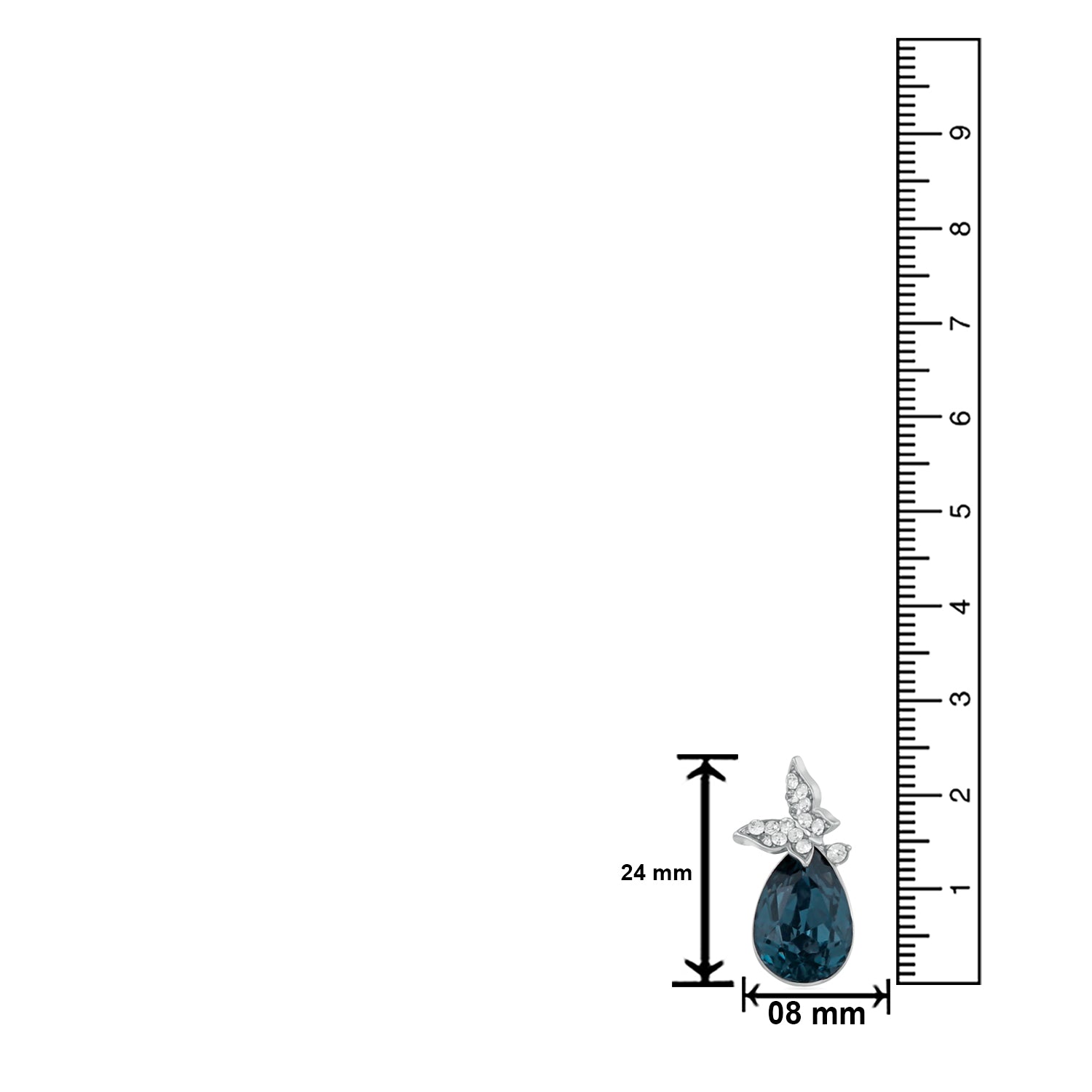 Exclusive Montana Blue and White Crystals Butterfly Stud Earrings