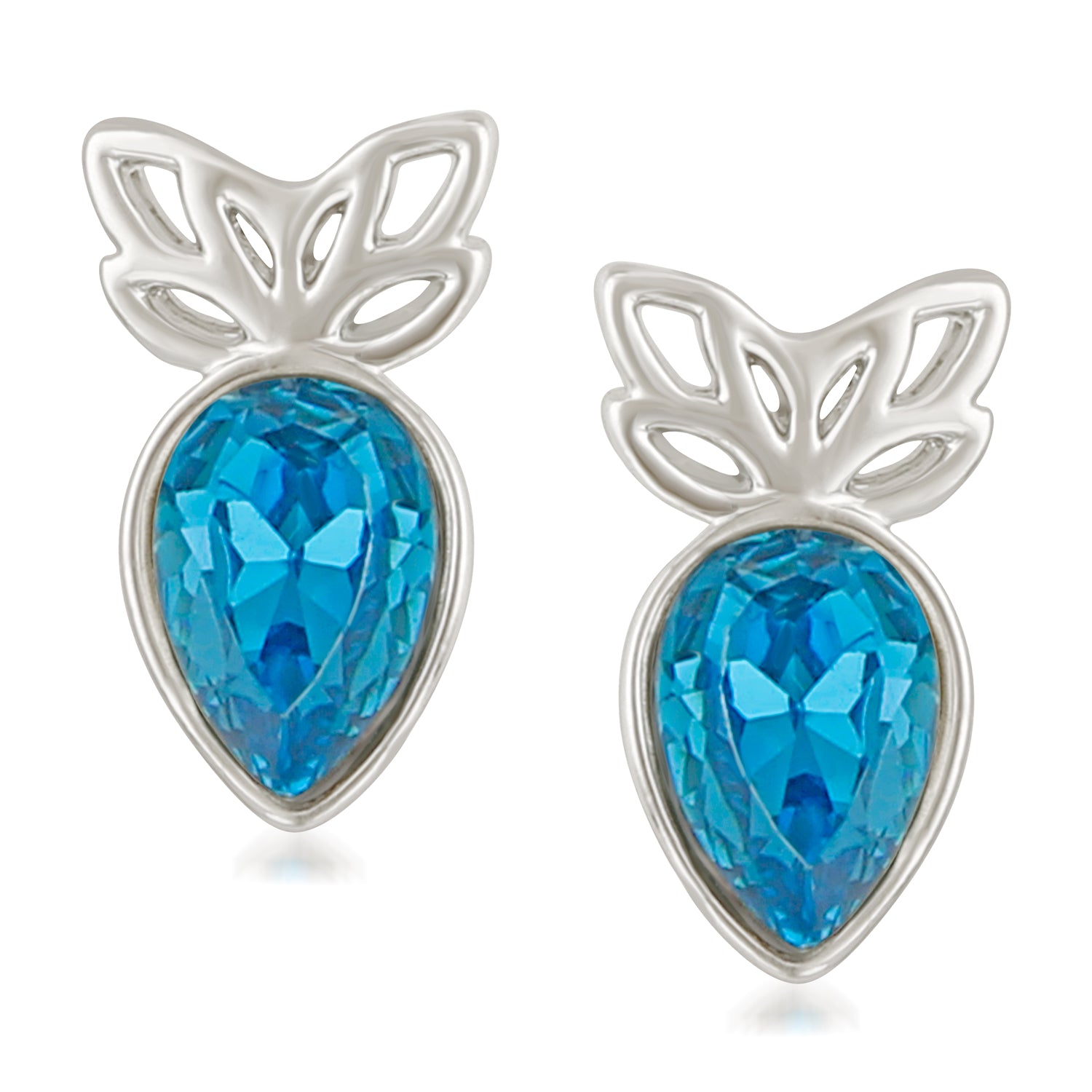 Inverted Pear Solitaire Crystal Earrings