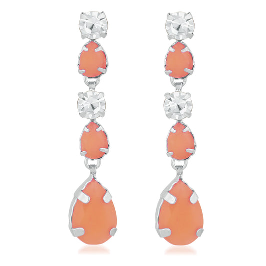 Alluring Carrot Pink Crystal Earrings