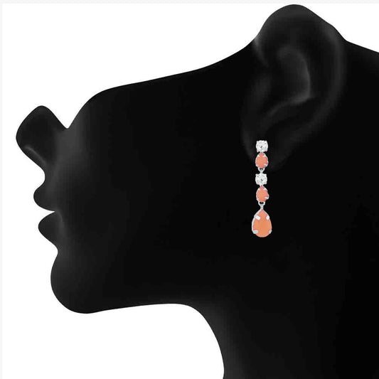 Alluring Carrot Pink Crystal Earrings