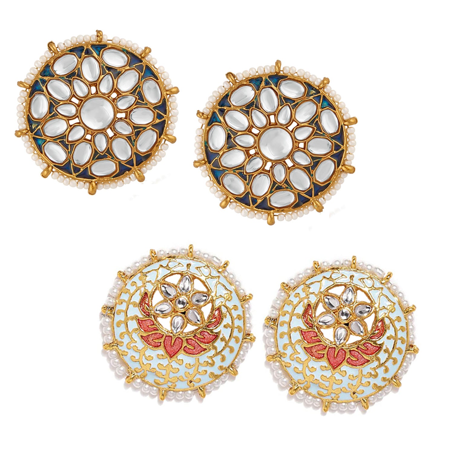 Combo of 2 Pairs of Traditional Round Circular Earrings