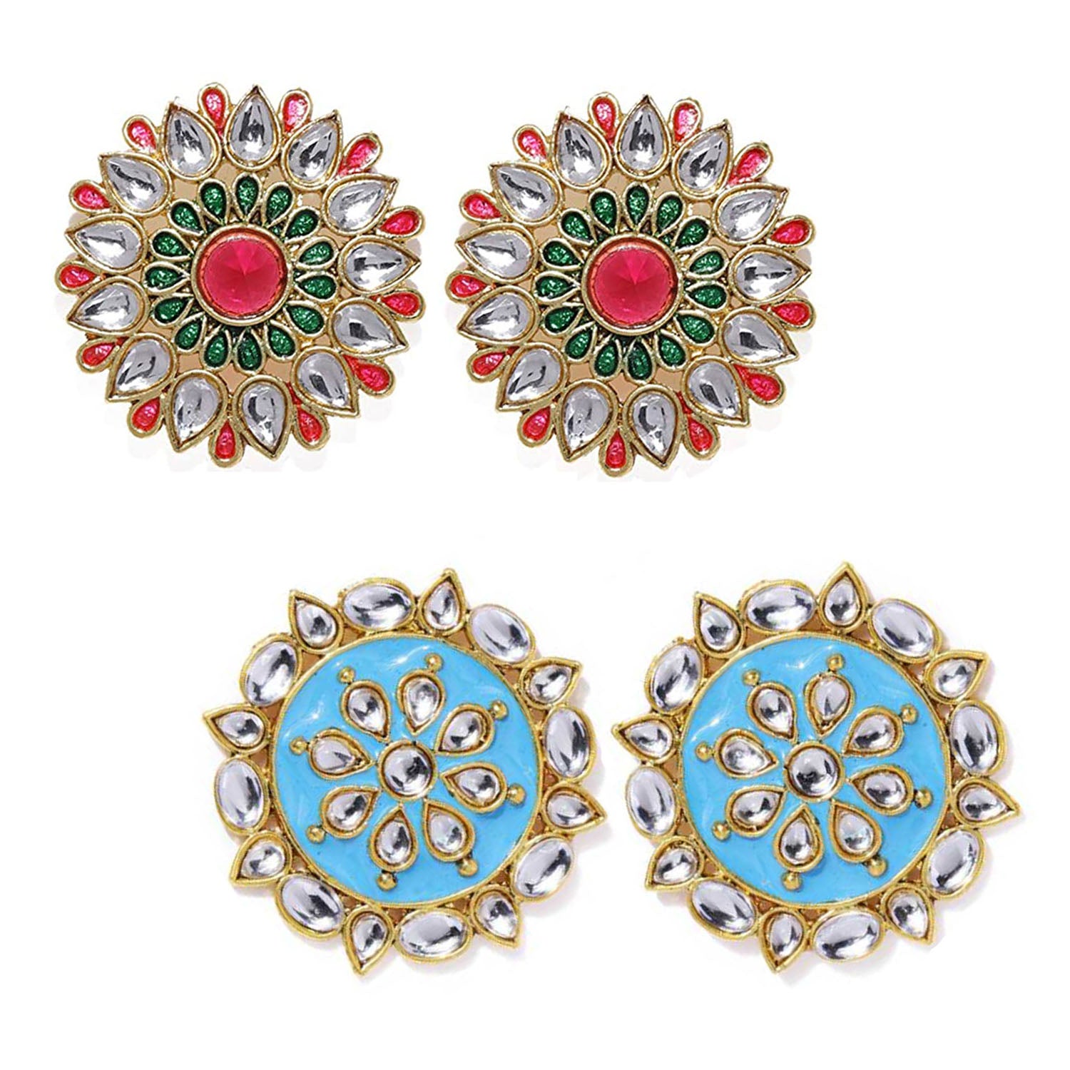 Combo of 2 Pairs of Traditional Floral Shaped Earrings