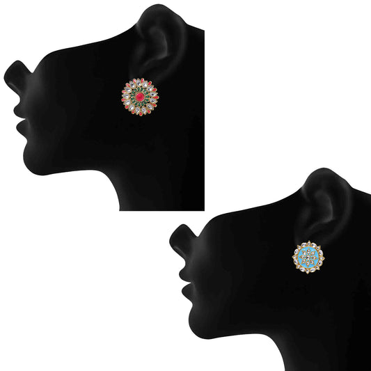 Combo of 2 Pairs of Traditional Floral Shaped Earrings