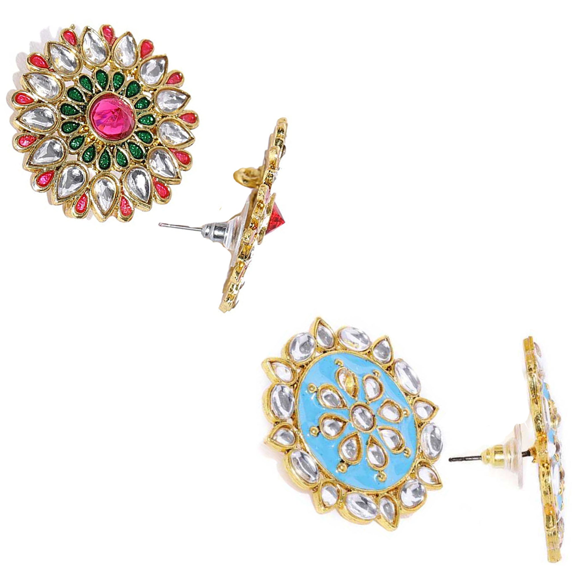 Combo of 2 Pairs of Traditional Floral Shaped Earrings