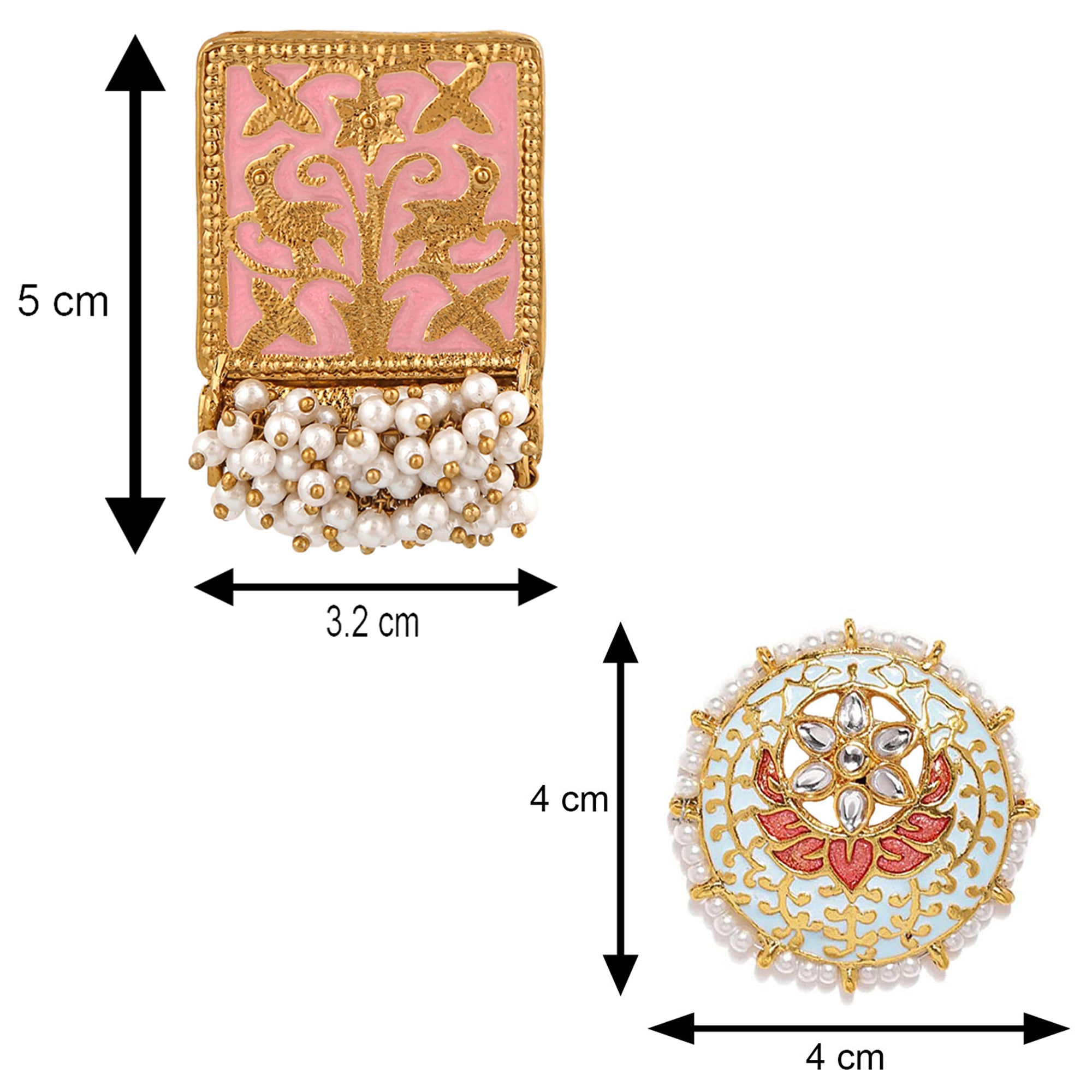 Combo of 2 Pairs of Traditional Dangler and Round Shaped Earrings