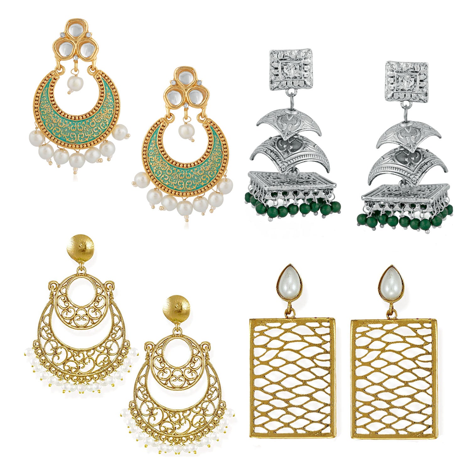 Combo of 4 Pairs of Traditional Danglers Earrings