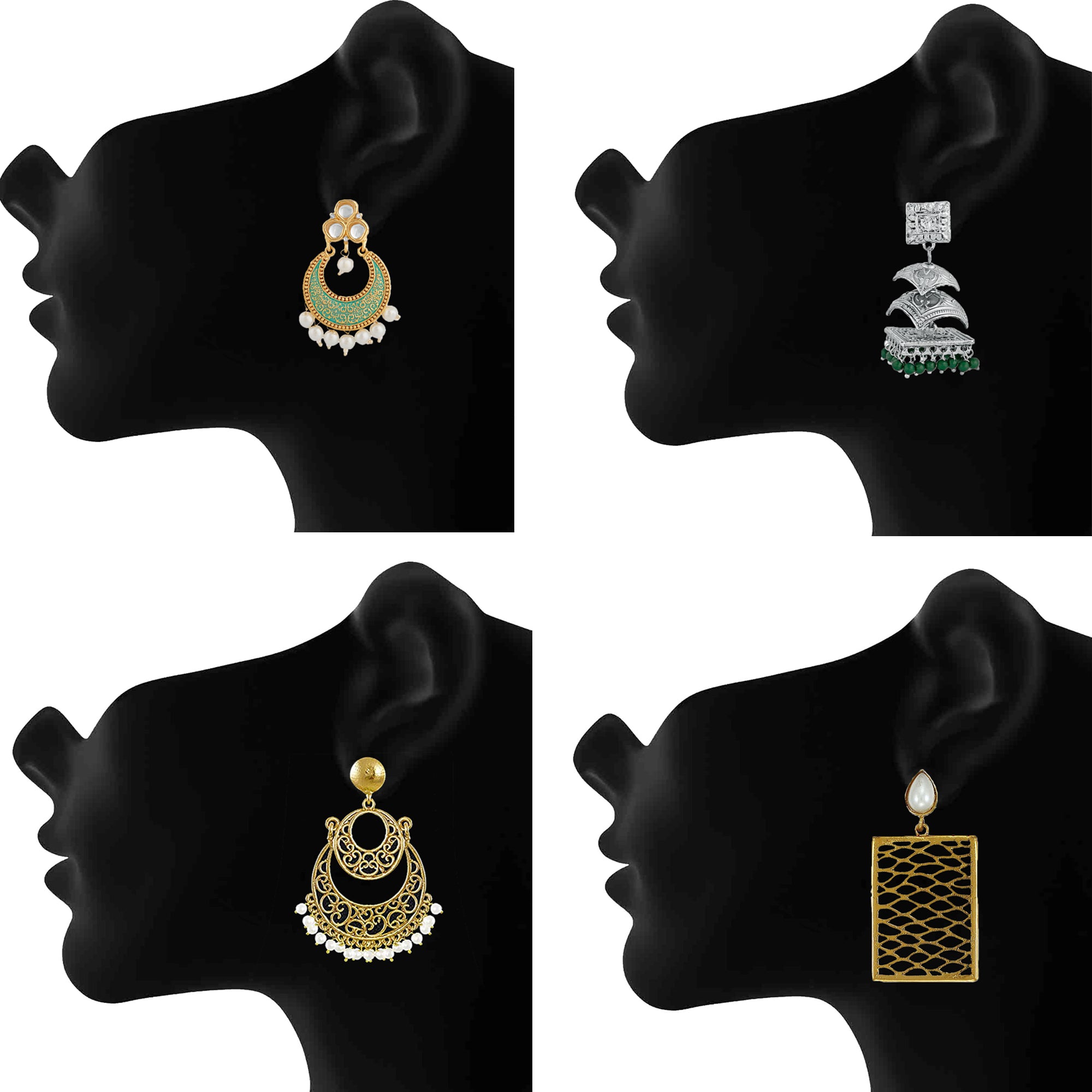 Combo of 4 Pairs of Traditional Danglers Earrings
