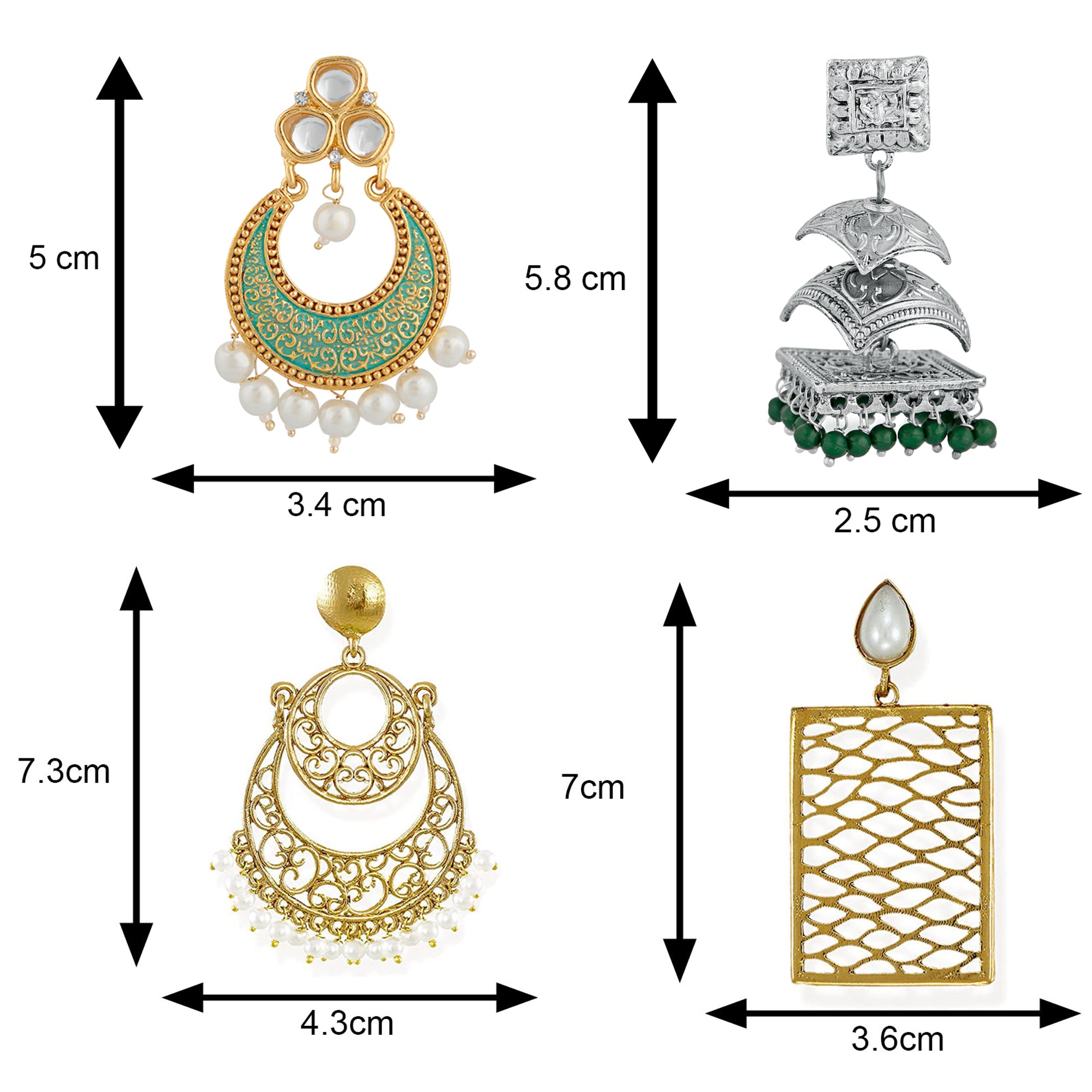 Combo of 4 Pairs of Traditional Danglers Earrings