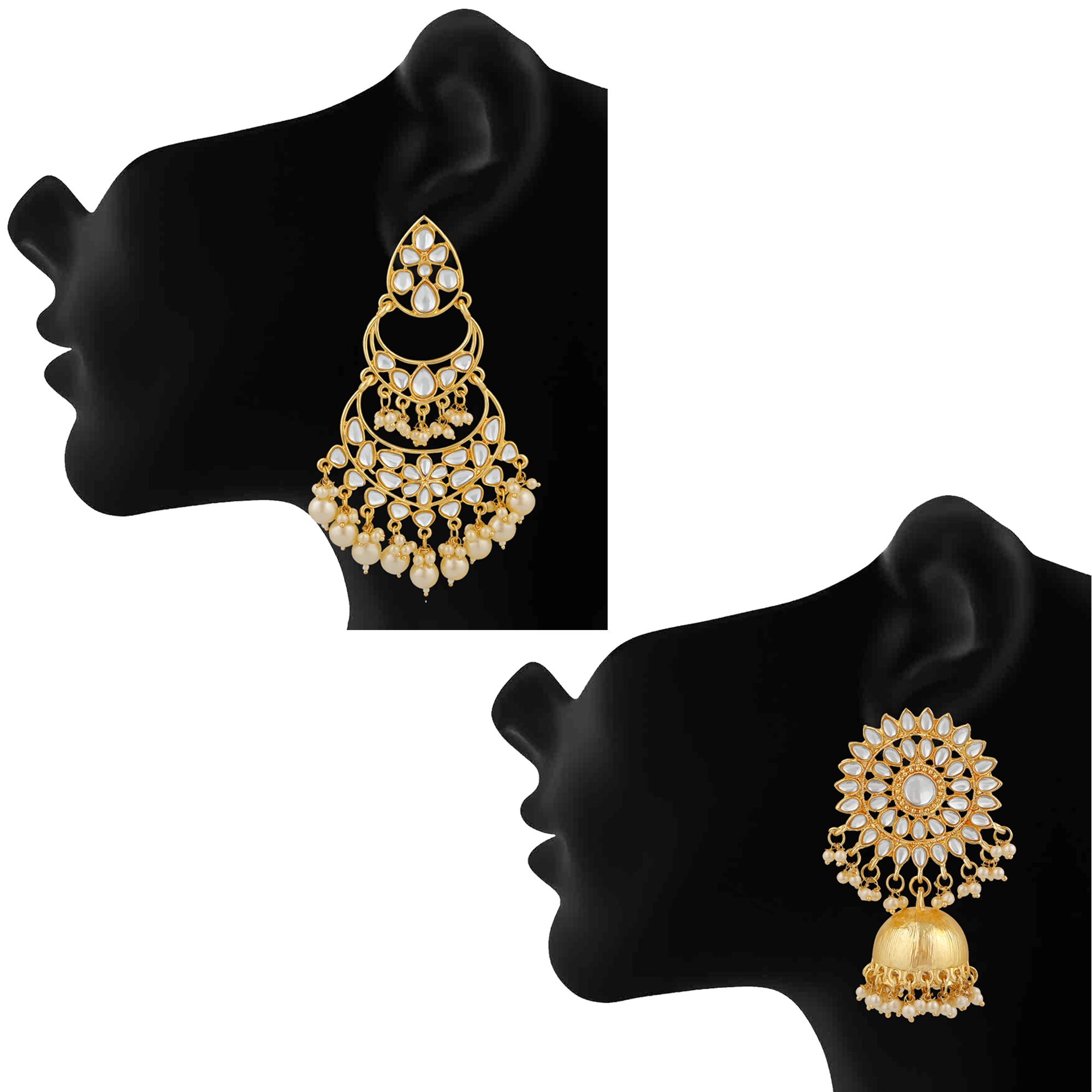 Combo of 2 Pairs of Traditional Dangler and Floral Jhumki Earrings