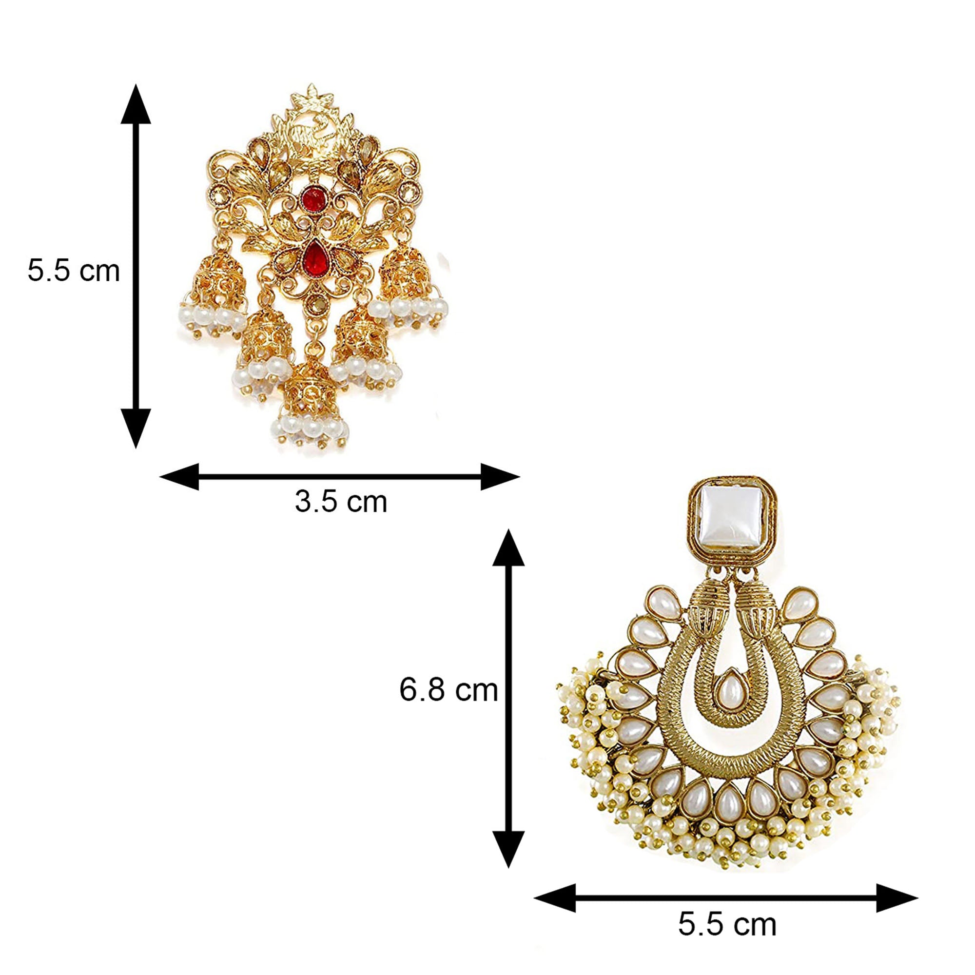 Combo of 2 Pairs of Traditional Dangler and Jhumki Earrings