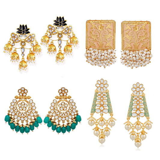 Combo of 4 Pairs of Traditional Dangler Earrings