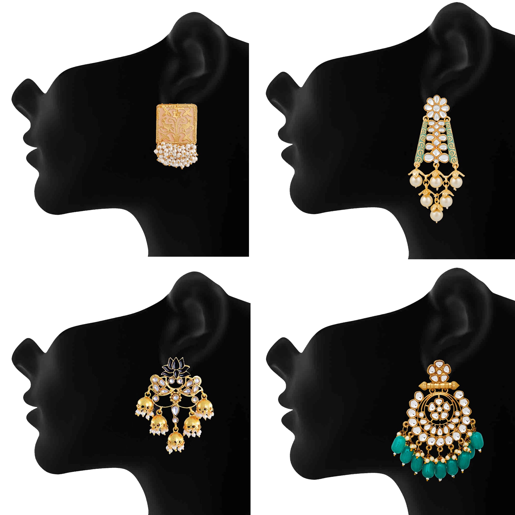 Combo of 4 Pairs of Traditional Dangler Earrings